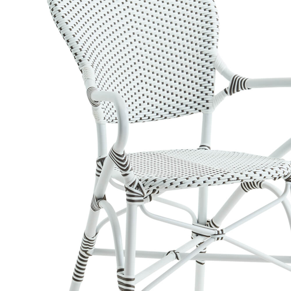 Fauteuil de jardin empilable avec accoudoirs et motif Dot en blanc - Fauteuil de jardin Karina