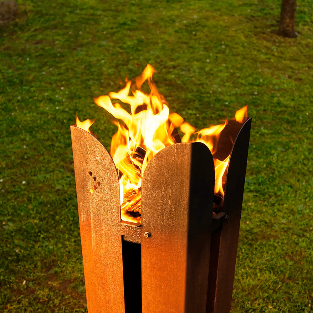 Corbeille à feu haute en acier - moderne - Silenos