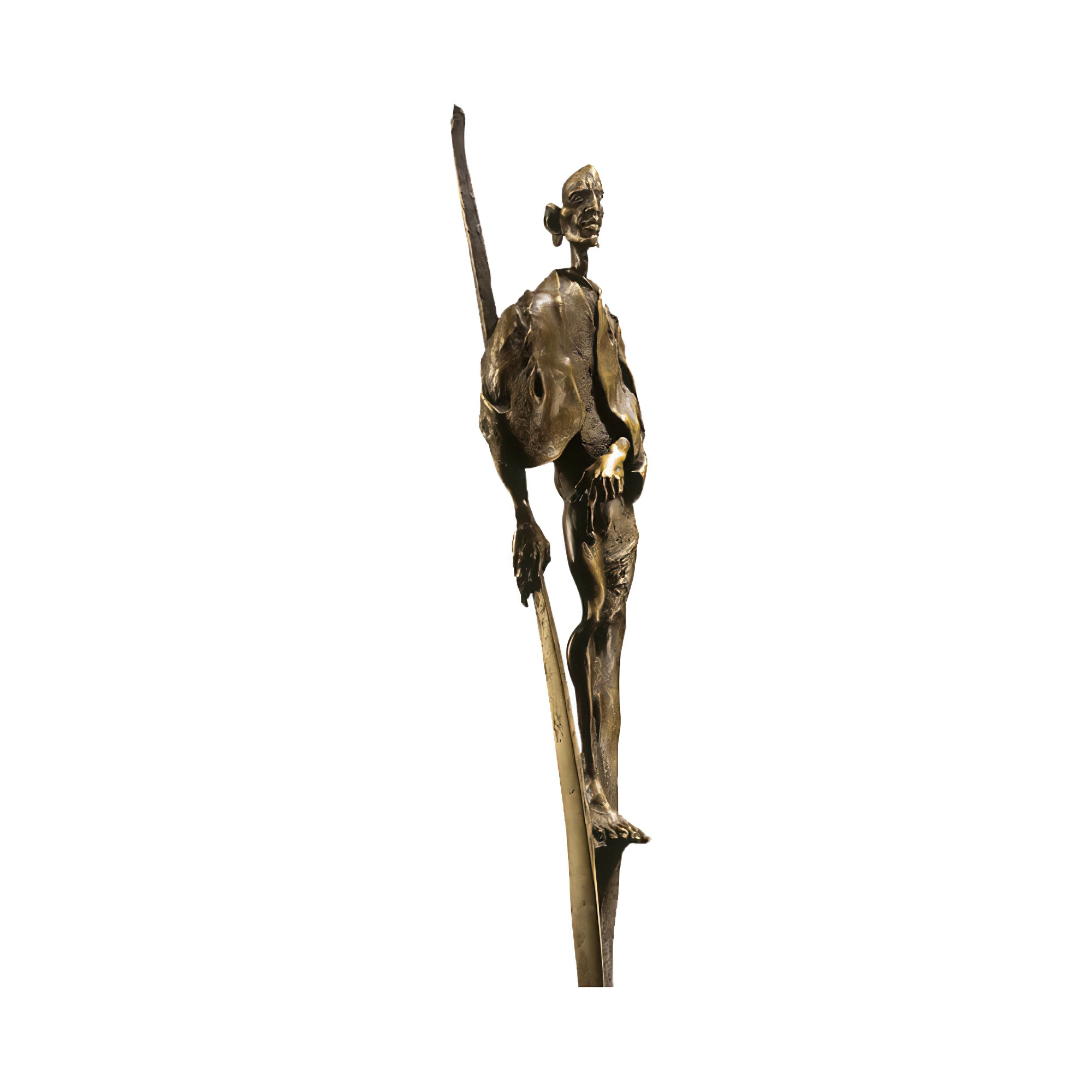 Statue artistique en bronze avec lance du designer - Guerrier Massaï