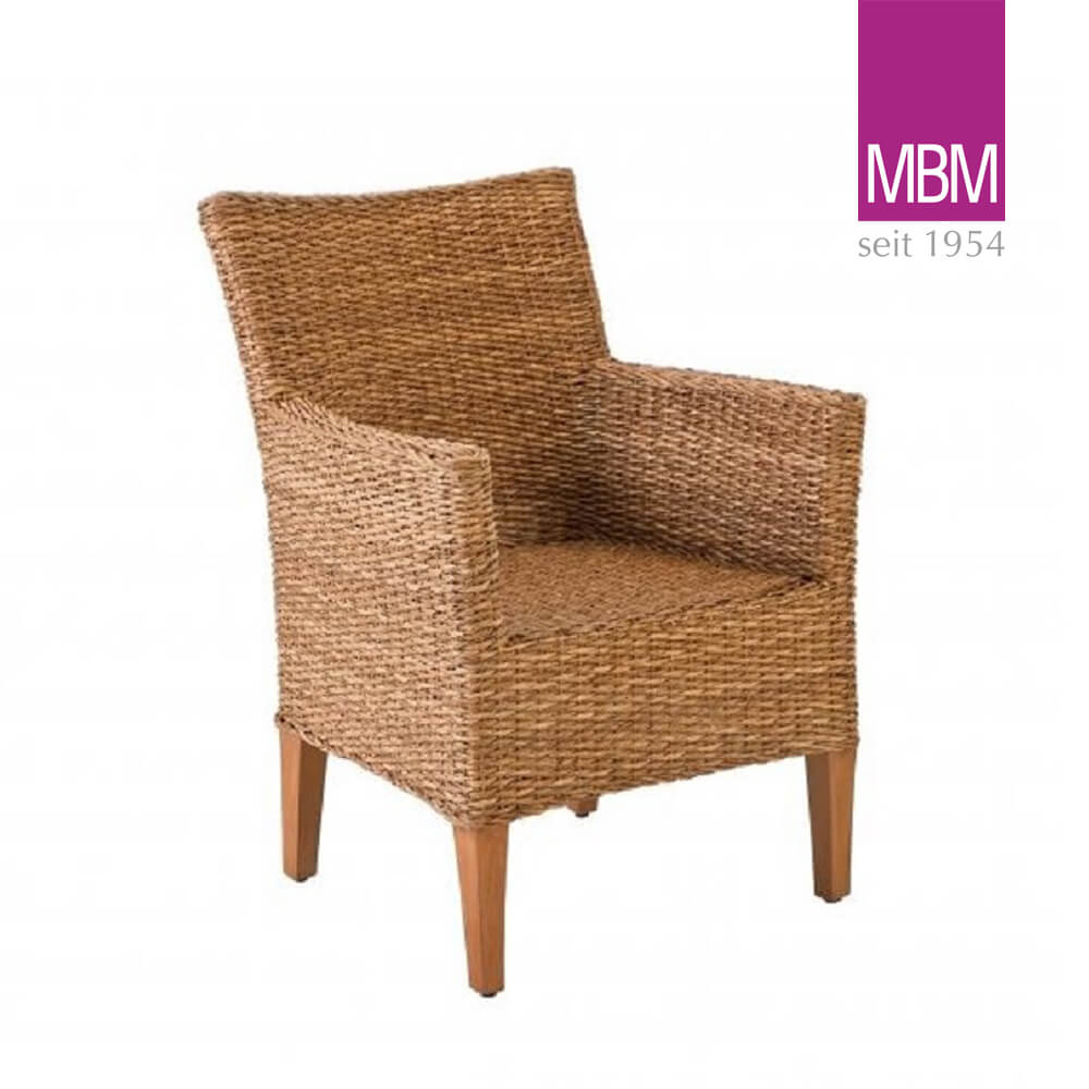 Fauteuil de jardin - de MBM - alu, tressage polyrattan & Resysta - marron - Fauteuil Madrigal / avec coussin d'assise granit