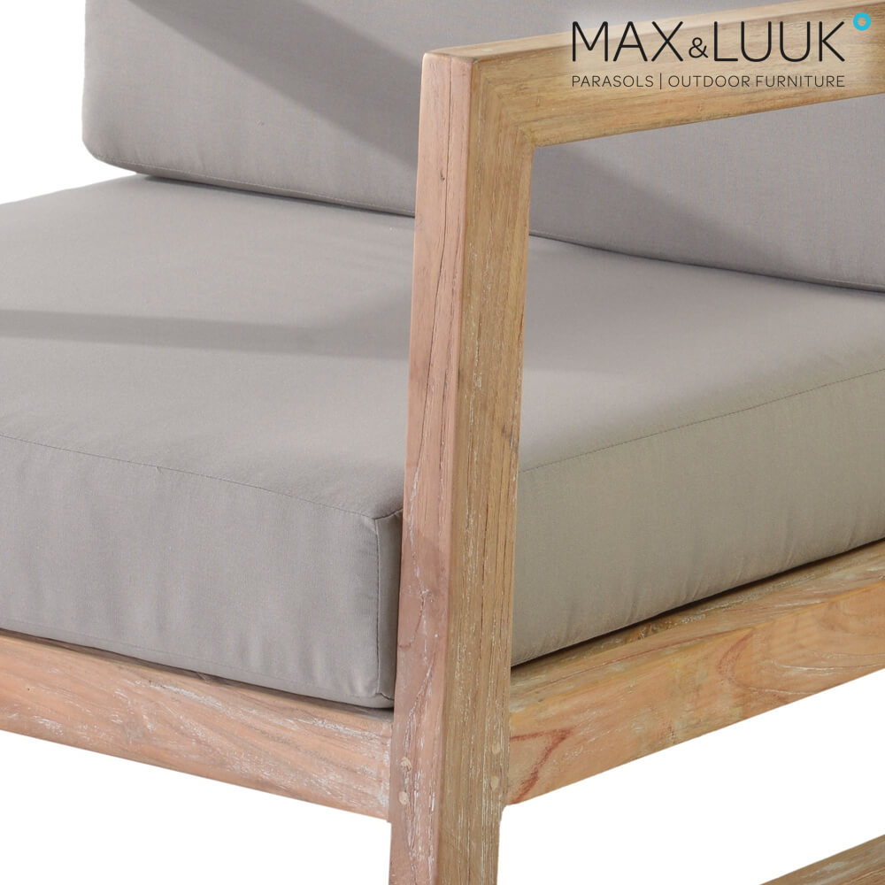 Fauteuil de jardin confortable avec rembourrage - Bois de teck - Max&Luuk - Fauteuil de salon Mason