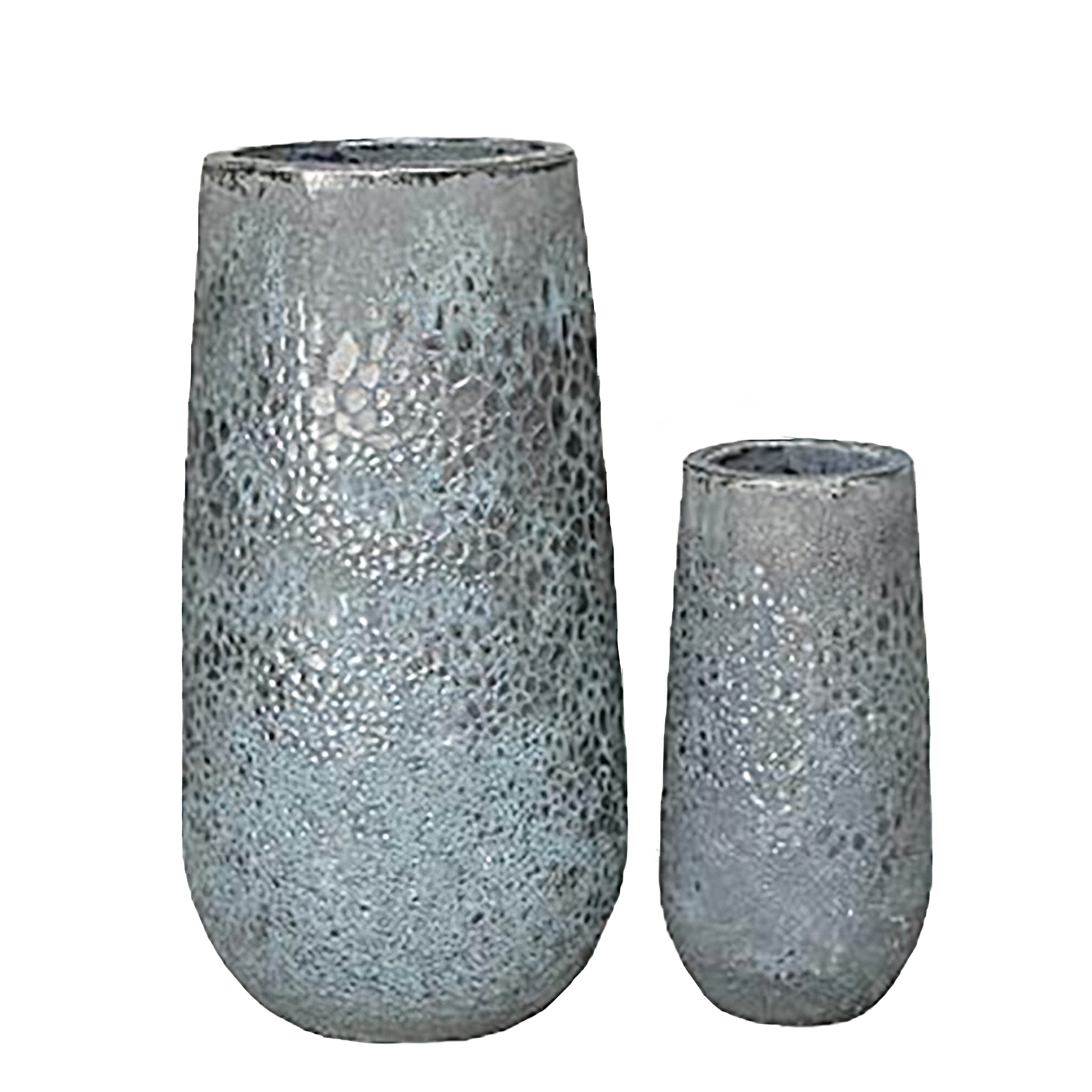Lot de 2 vases XXL - Extérieur - Aspect antique - Noir - Rond - Numa