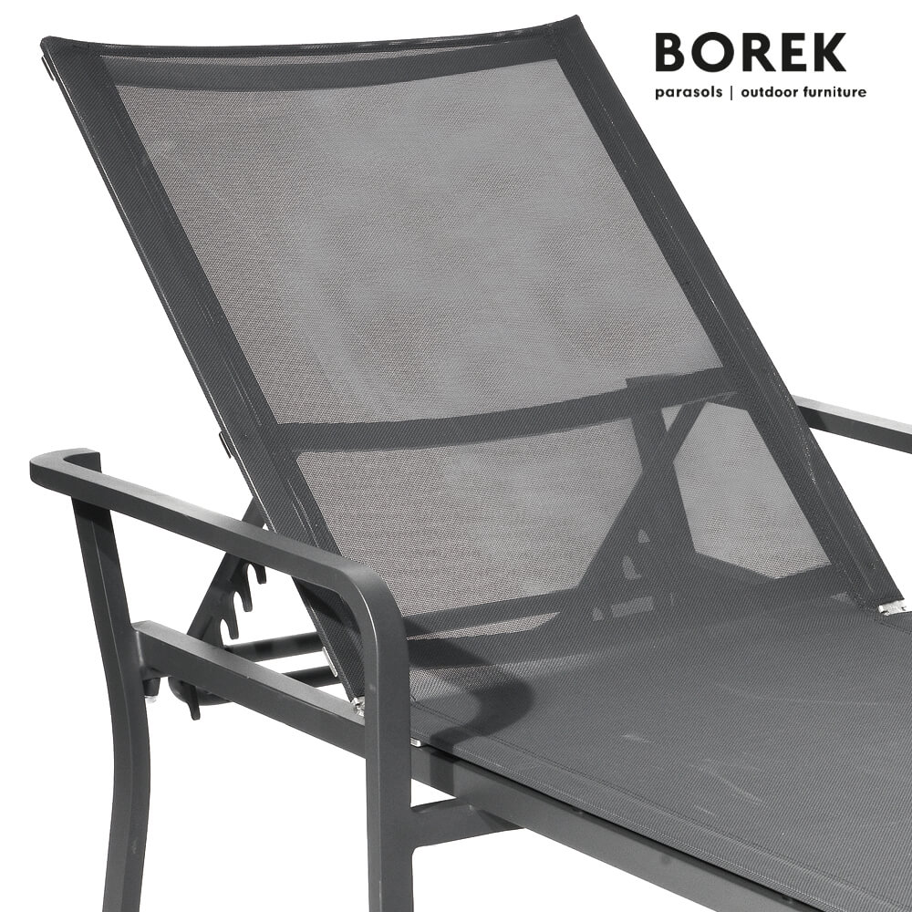 Chaise longue de jardin avec roulettes - empilable - aluminium - Borek - gris - chaise longue empilable Calpe