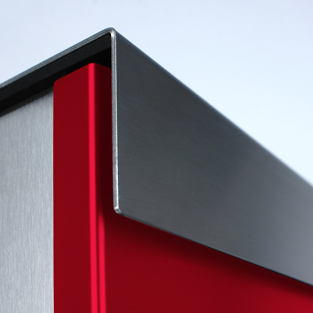 Boîte aux lettres design moderne en acier inoxydable avec façade rouge - Eris