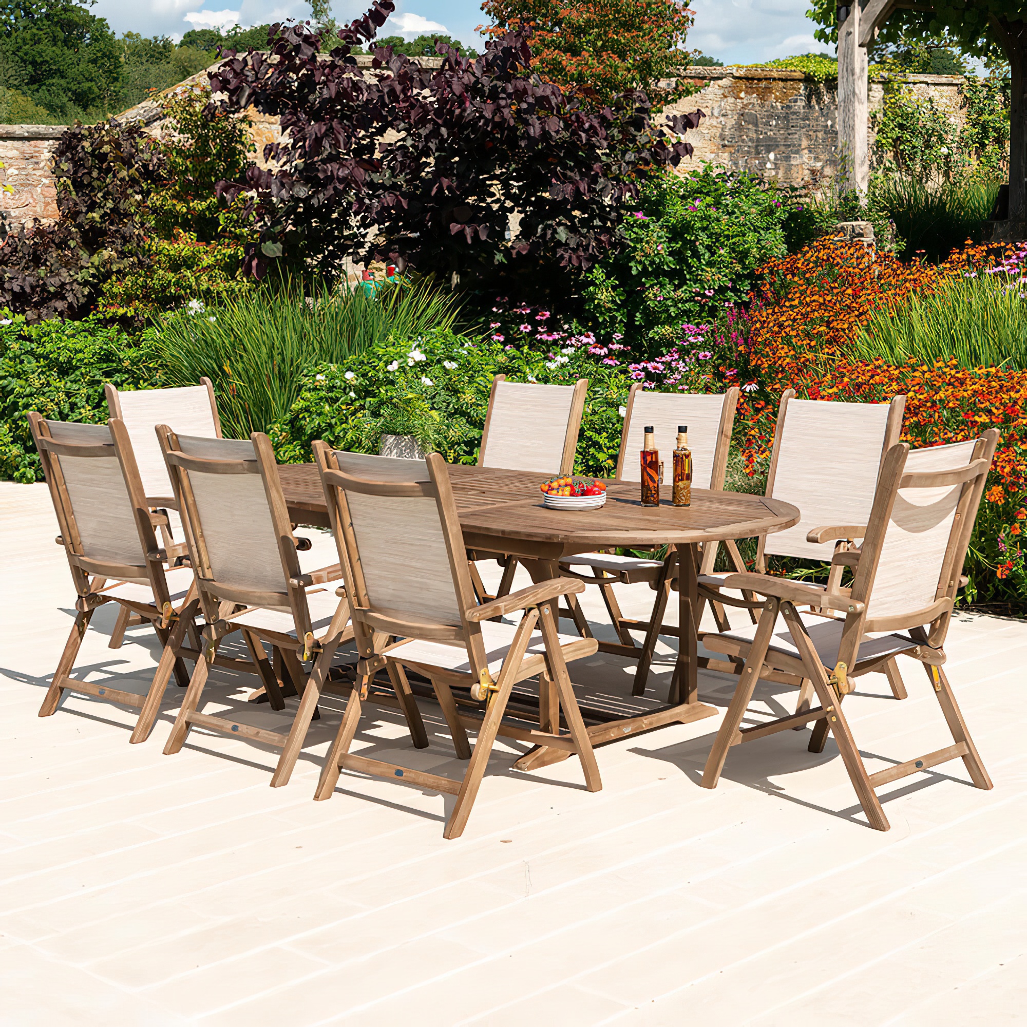 Table à rallonge de jardin marron en acacia - Table à rallonge Galton