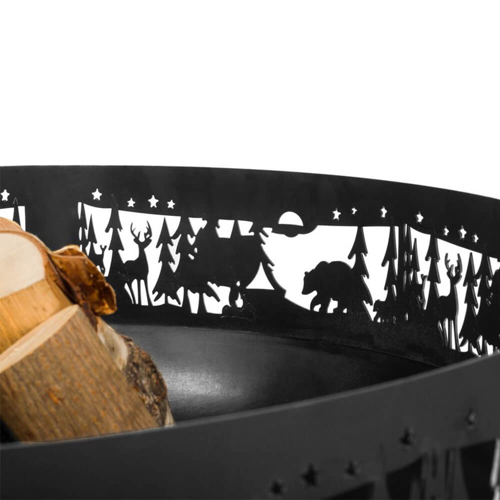 Coupe de feu Lasercut - Motif forêt - Foyer en acier pour l'extérieur - Dasos Feuerschale