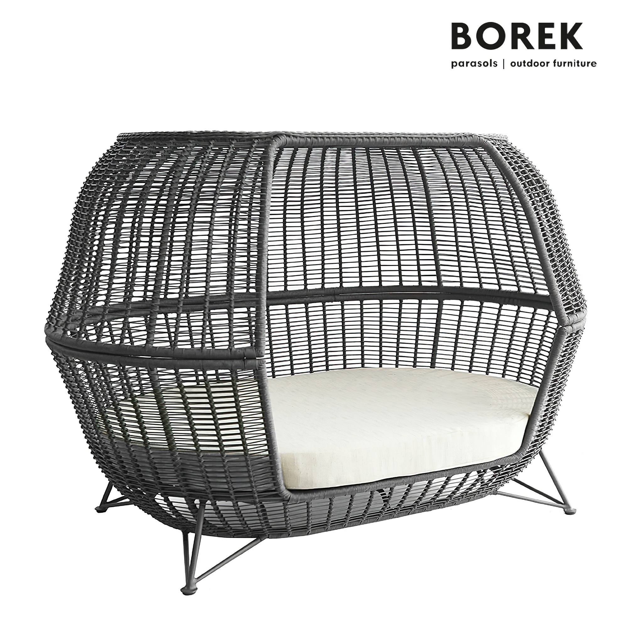 Grand lit de jour Borek en aluminium et Ardenza avec toit - Nido lit de jardin