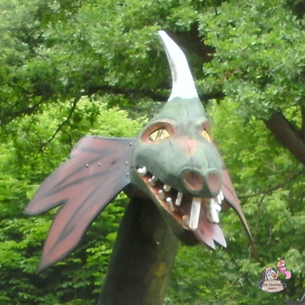 Dragon en bois stable pour l'aire de jeux pour enfants à escalader - Dragon Fumer