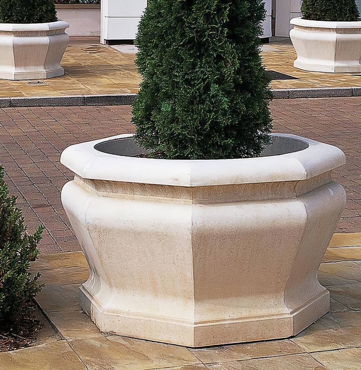 Grand bac à plantes de jardin en pierre - Athena / Portland blanc / 61,5x39 cm (DmxH)