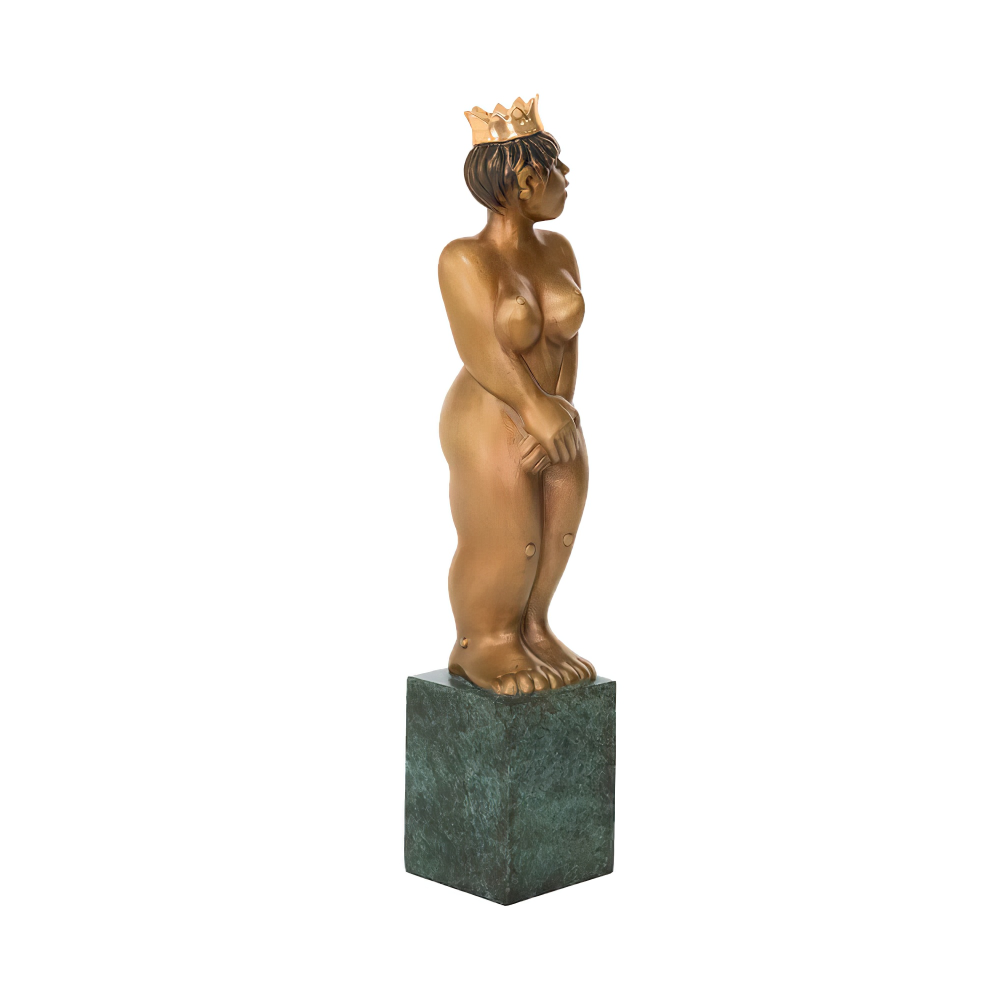 Sculpture en bronze avec socle - Reine avec couronne Figure nue - Reine/Vénus