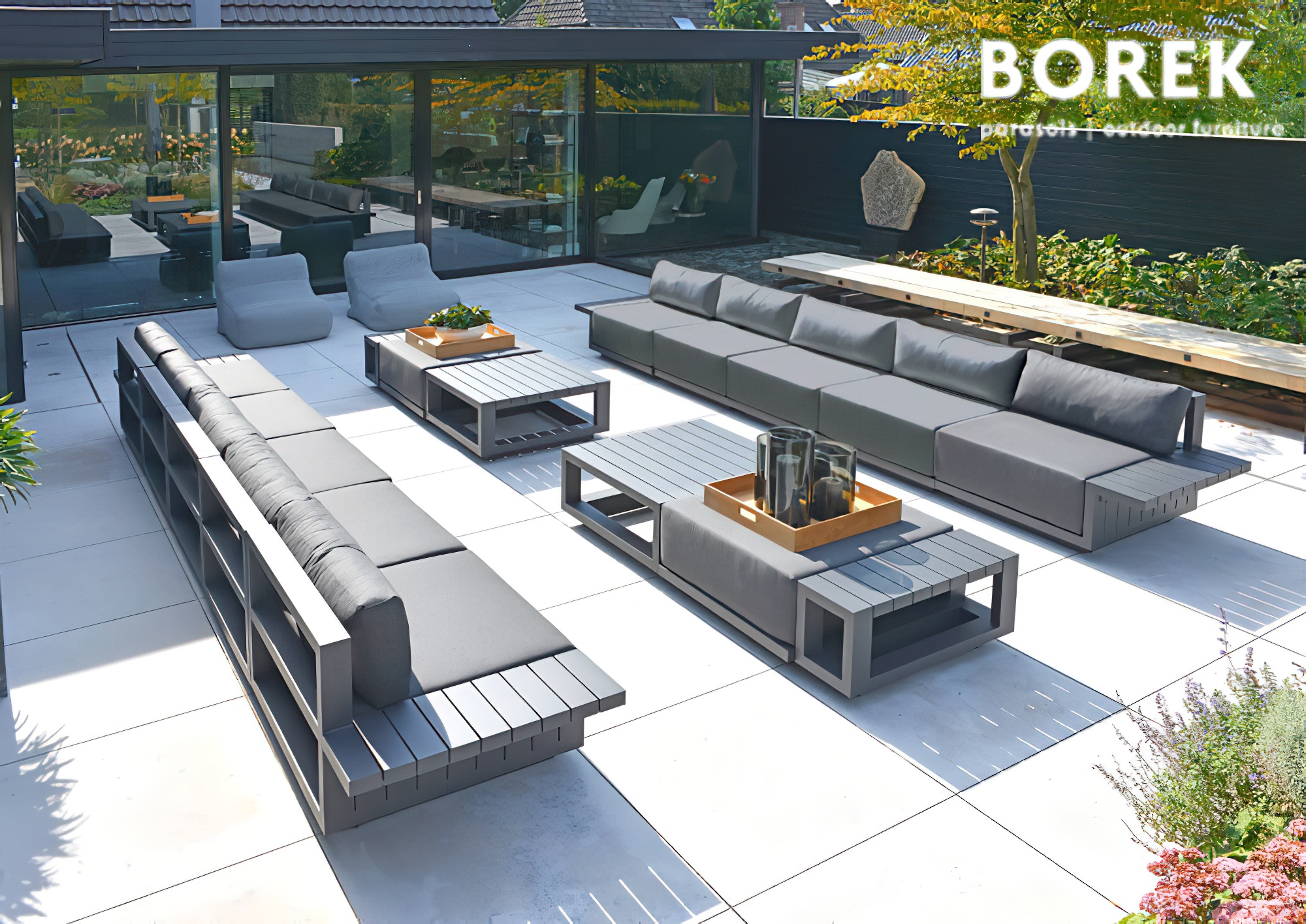 Borek garden lounge set XXL - aluminium - moderne - canapé et table de jardin - Murcia garden lounge