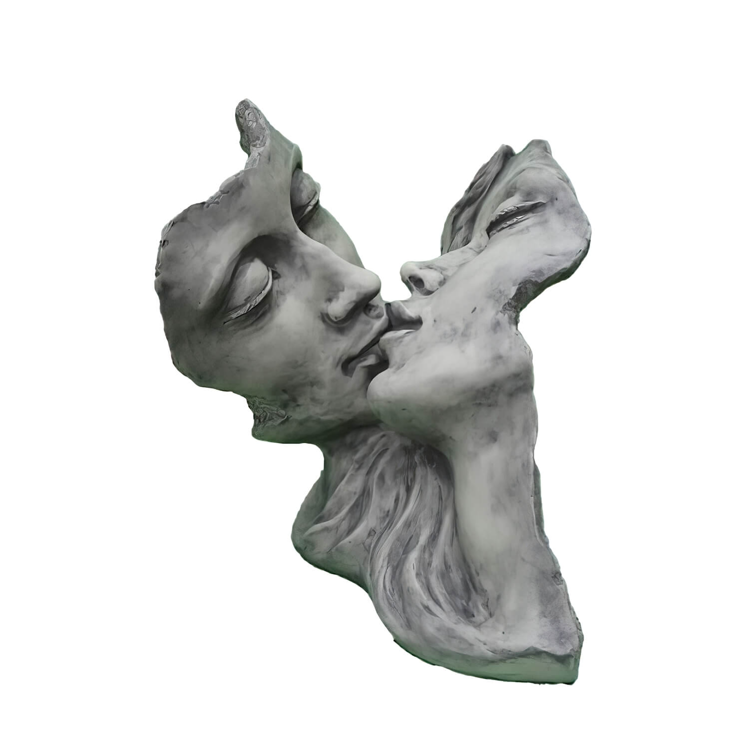 Statue de jardin Couple s'embrassant - Buste en pierre - Roméo et Juliette / Gris antique
