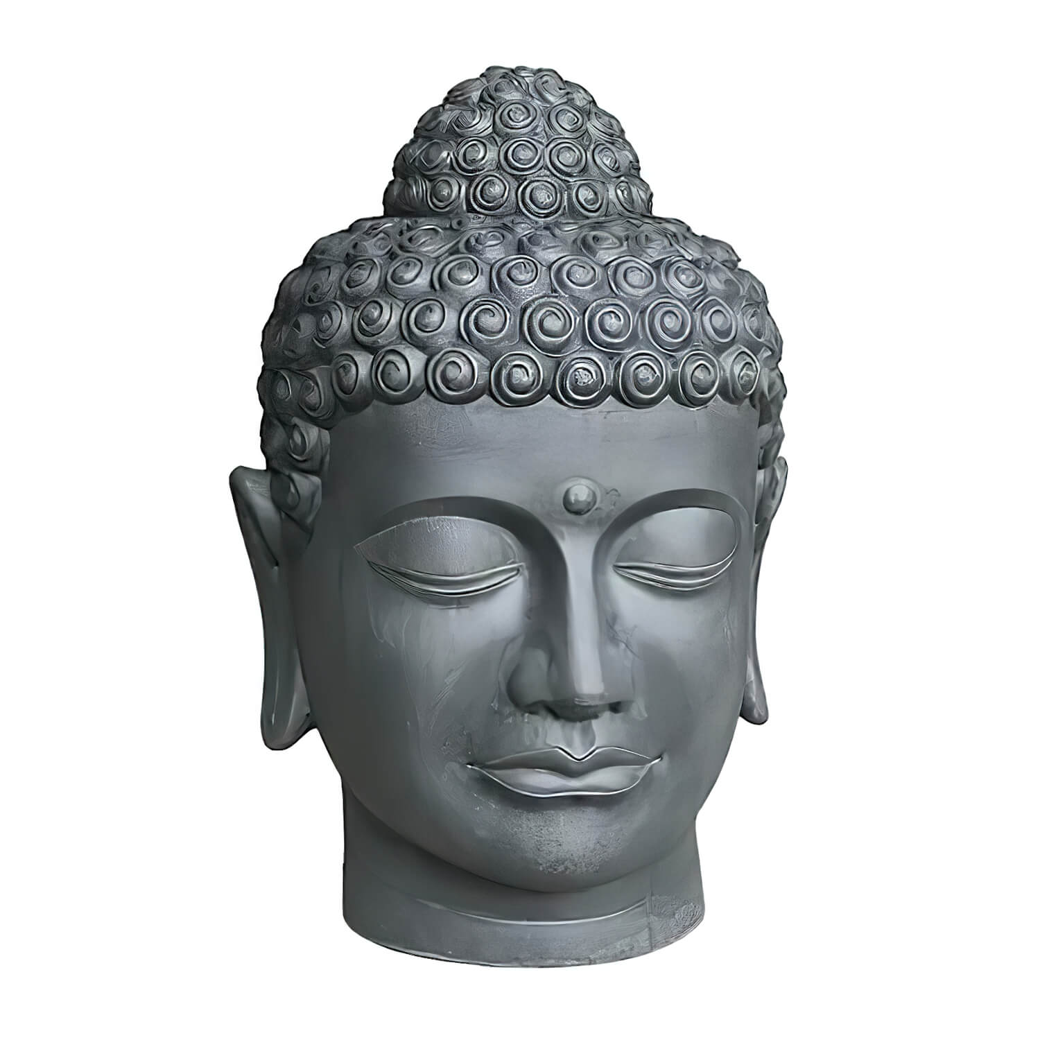 Statue de jardin Tête de Bouddha en polystone gris foncé - Atanga / 38x25x27cm (hxlxp)