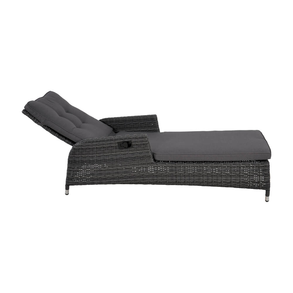 Chaise longue de jardin en rotin au design élégant - réglable - Chaise longue Refi / Anthracite