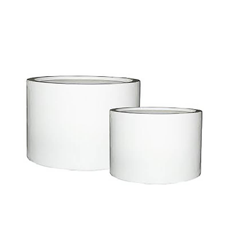 Set de 2 jardinières rondes en polystone - blanc brillant - Feltria