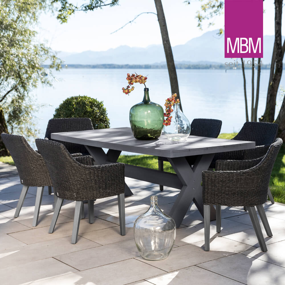 Chaise de jardin noire de MBM - Resysta & plastique tressé - Fauteuil Tortuga