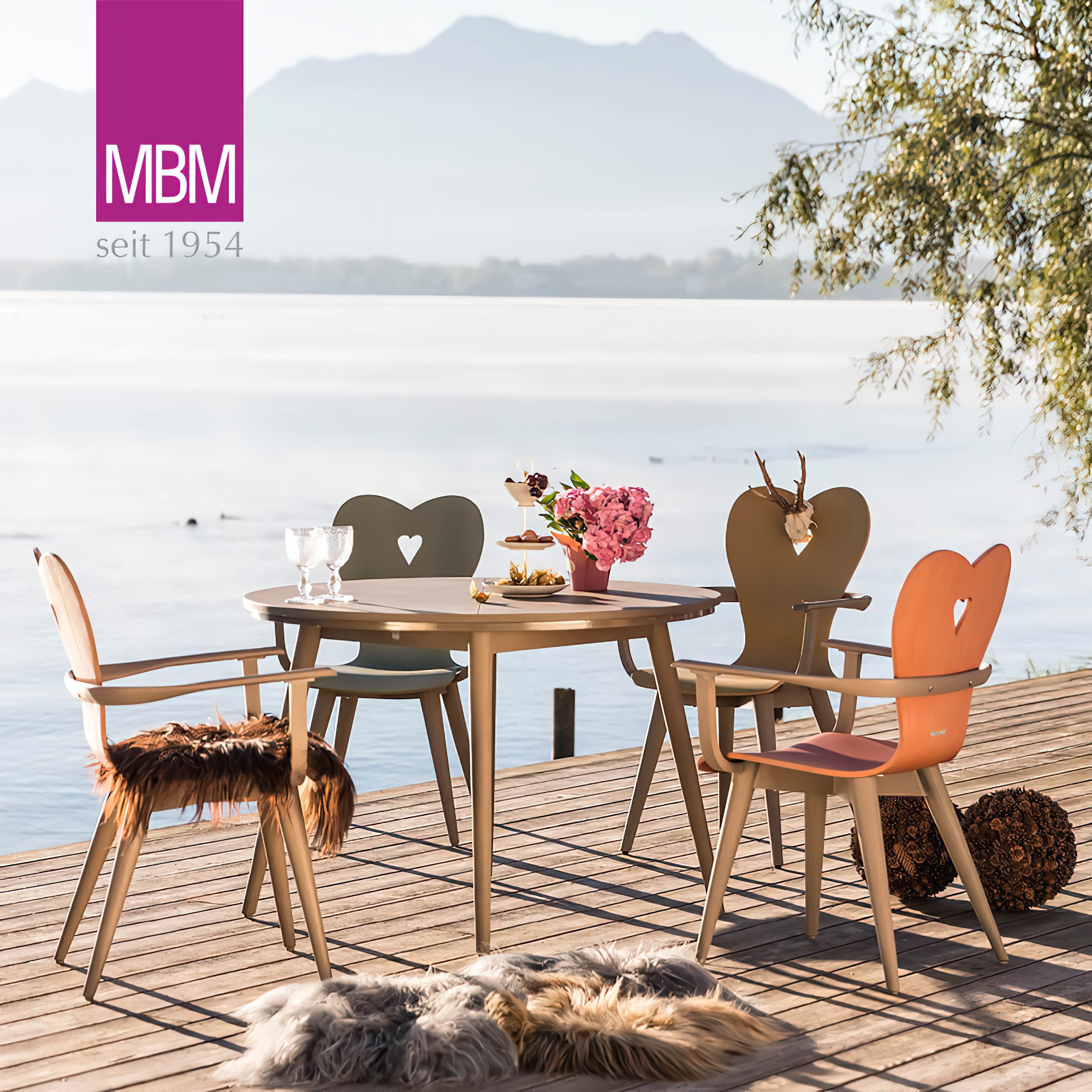 Table de jardin ronde résistante aux intempéries en Resysta de MBM - Table Alpenblick