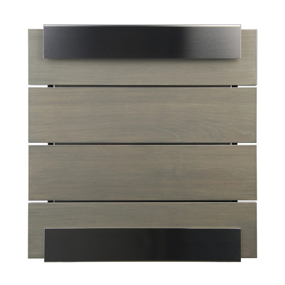 Boîte aux lettres design en acier inoxydable avec façade en bois gris - Charon