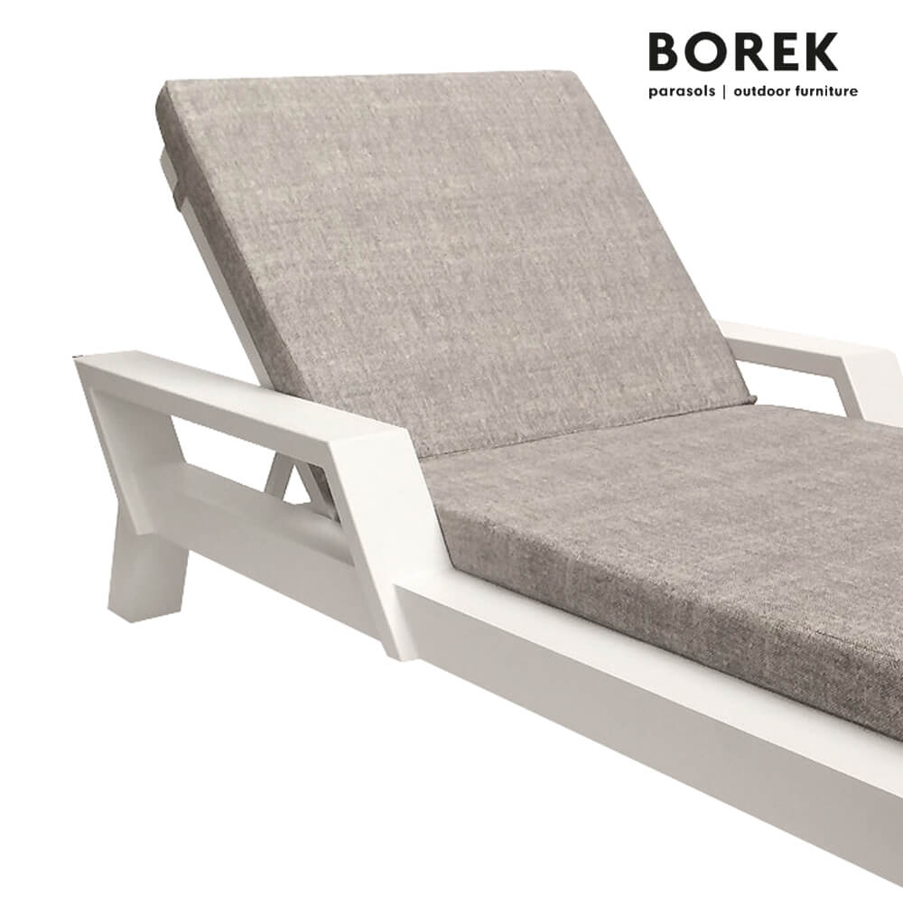 Chaise longue de jardin de Borek - Aluminium - blanc - incl. rembourrage - Viking Chaise longue