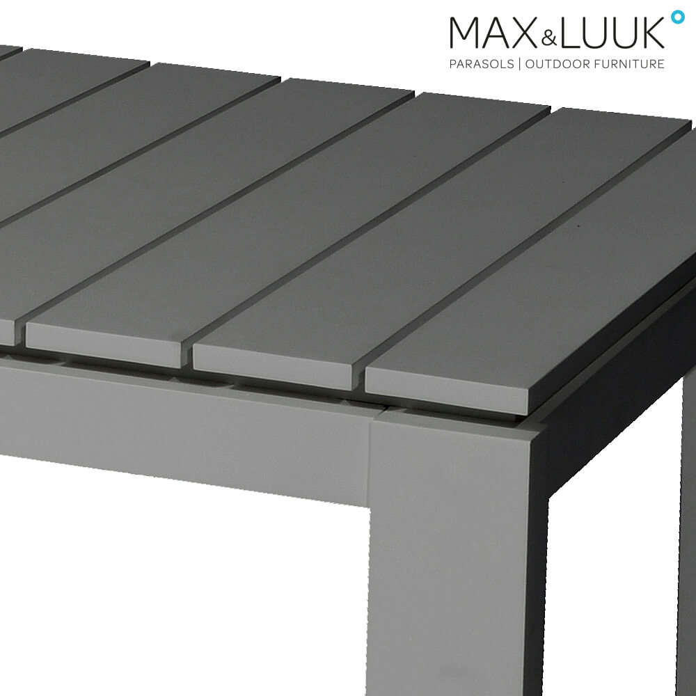 Max&Luuk Table de Jardin Aluminium - 160x80cm - Carré - Moderne - Table Morris / Anthracite