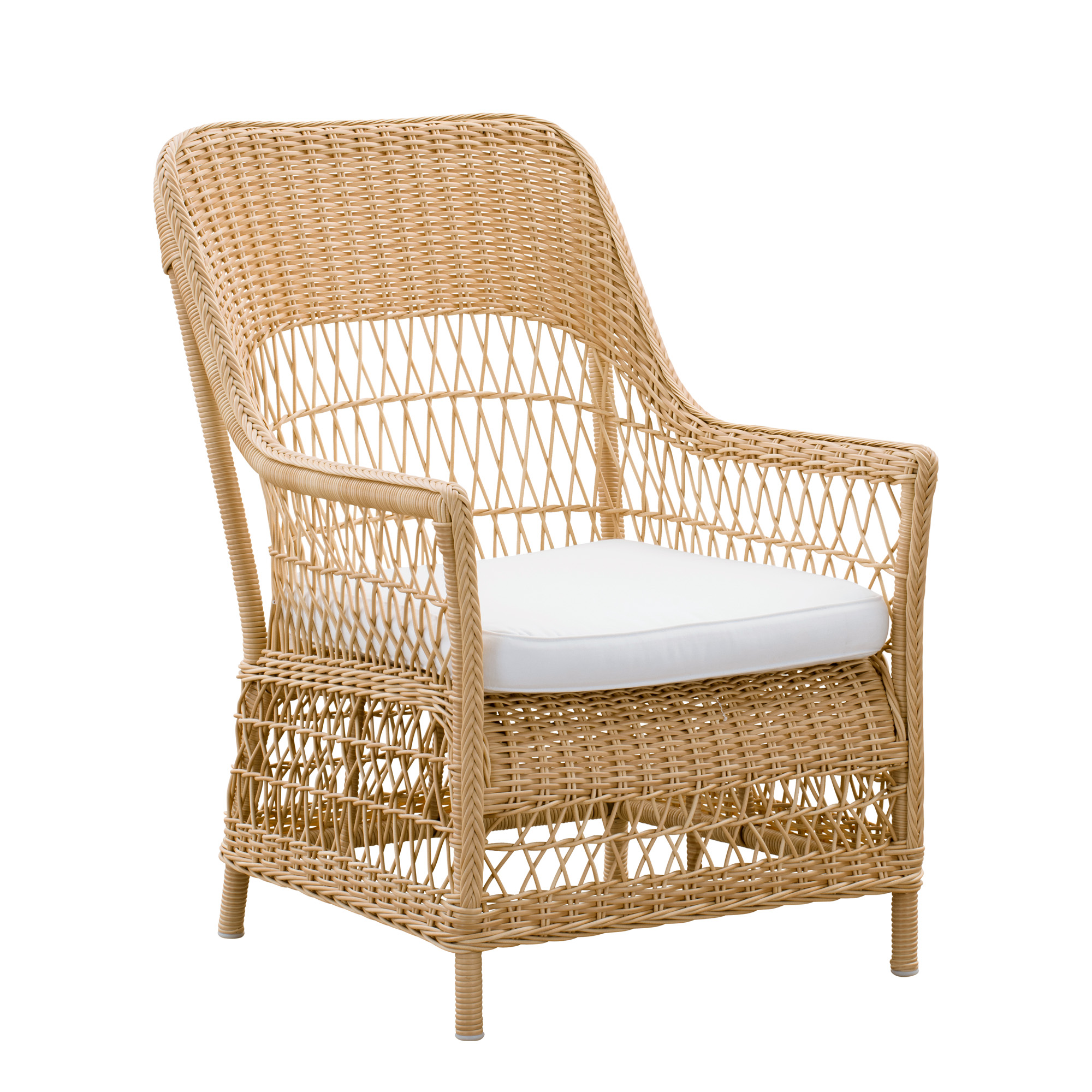 Fauteuil confortable en rotin tressé pour une utilisation en extérieur - Fauteuil Anike / sans coussin d'assise