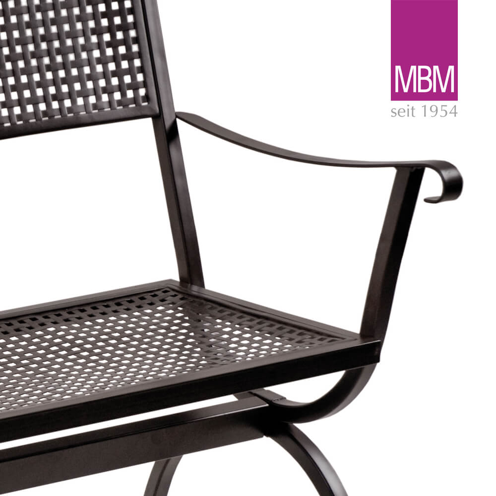 Banc de jardin 2 places en métal - MBM - Fer - 122x62x90cm - résistant aux intempéries - Banc de jardin Romeo / avec coussin d'assise rouge