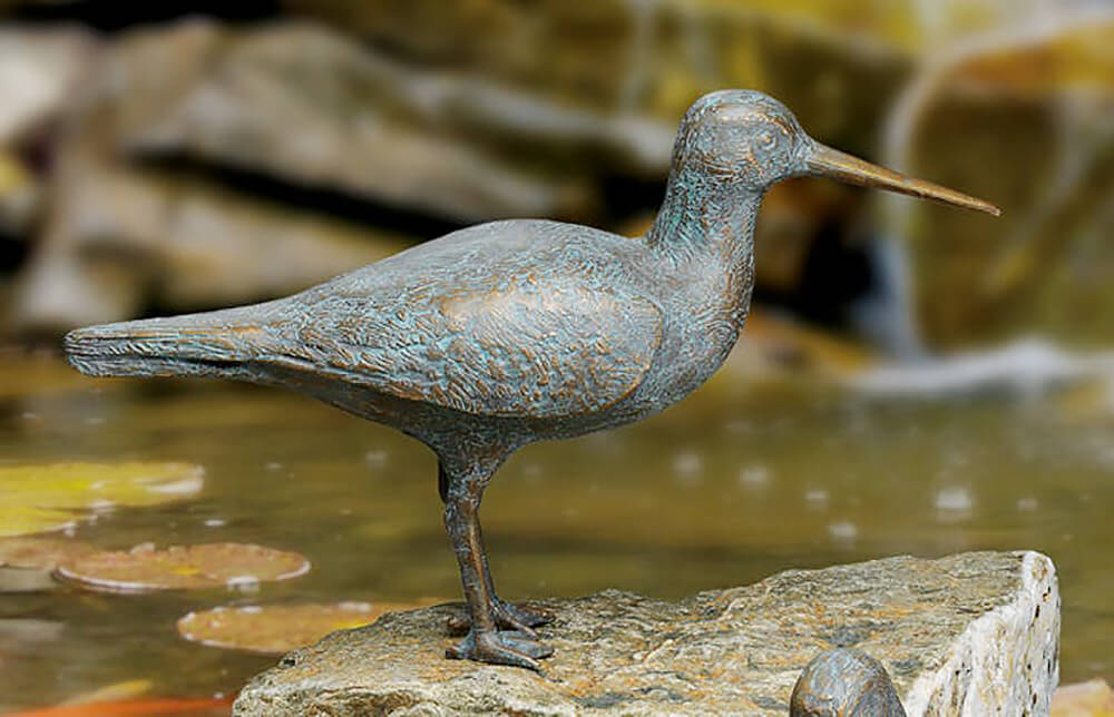 Sculpture d'oiseau d'eau en bronze avec patine - Water Strider