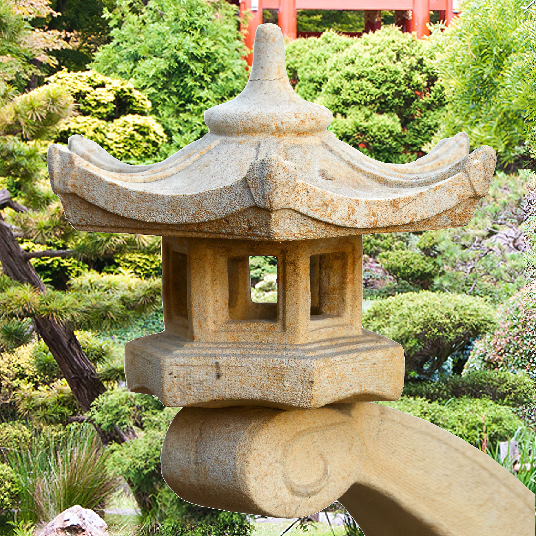 Lanterne japonaise en pierre - Kaito / Gris antique