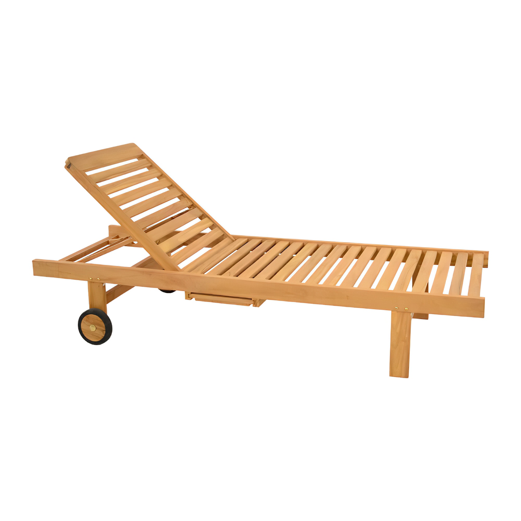 Chaise longue de jardin en teck avec roulettes et tablette - 200cm - Chaise longue de jardin Alif