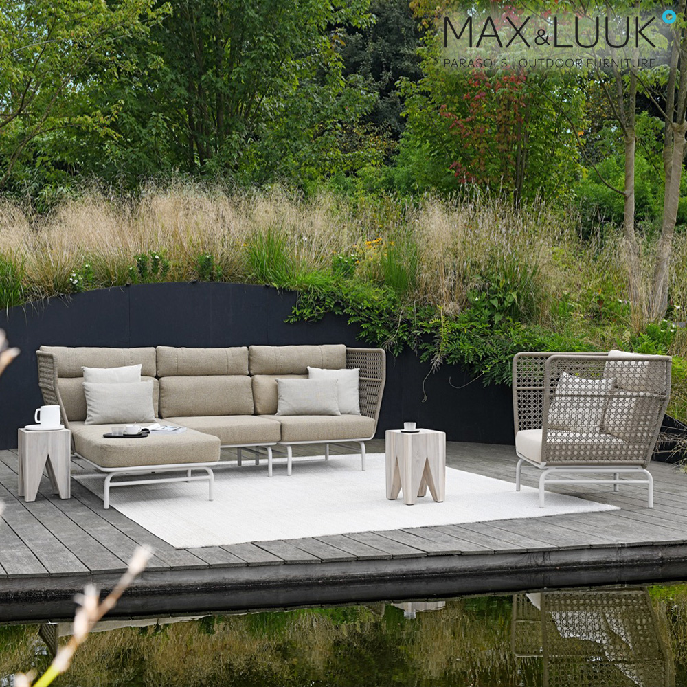 Chaise de jardin rétro résistante aux intempéries avec accoudoirs et coussins - Max & Luuk - Jane Fauteuil de jardin