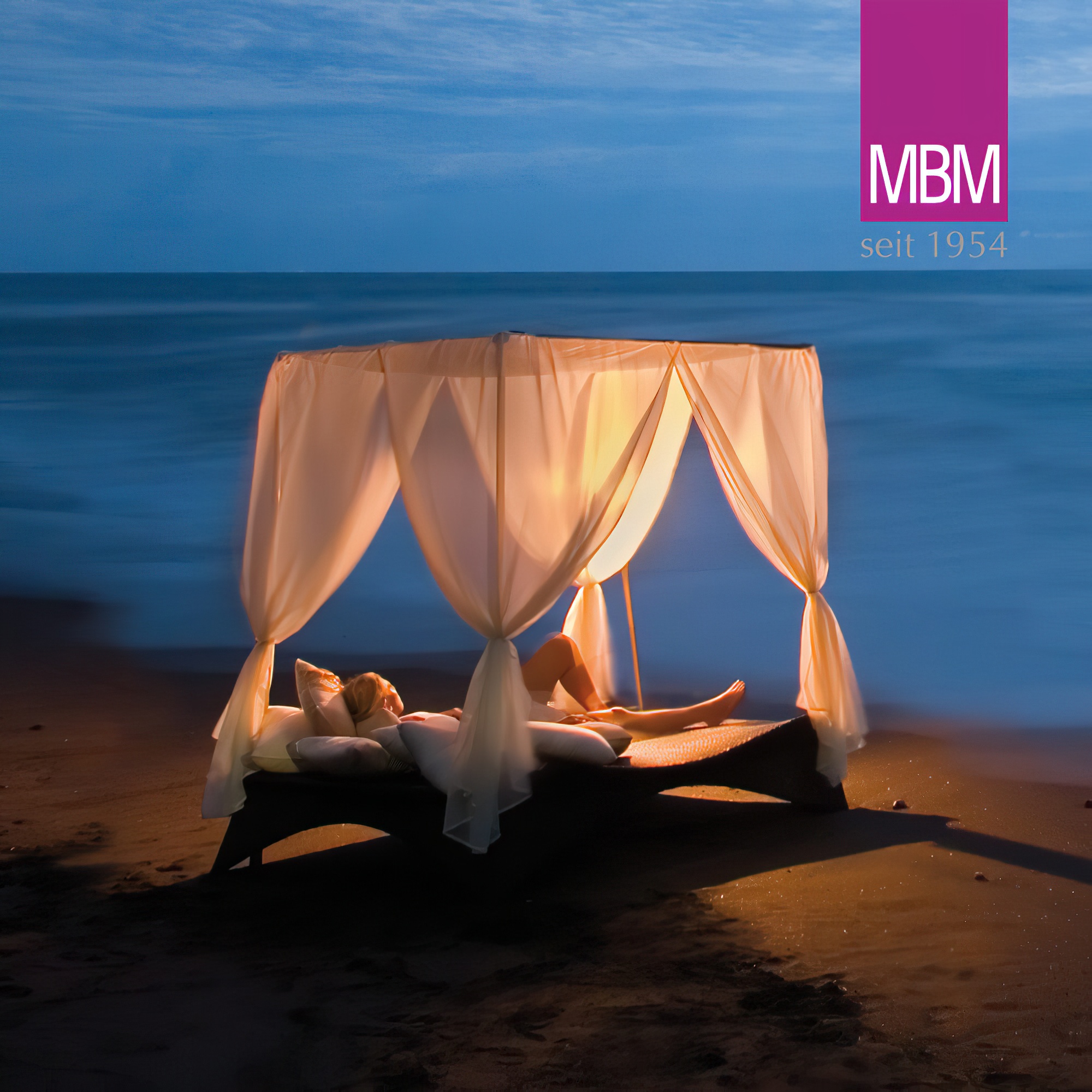Grande chaise longue double avec toit - MBM - Aluminium & plastique tressé - Love Lounge Bellini