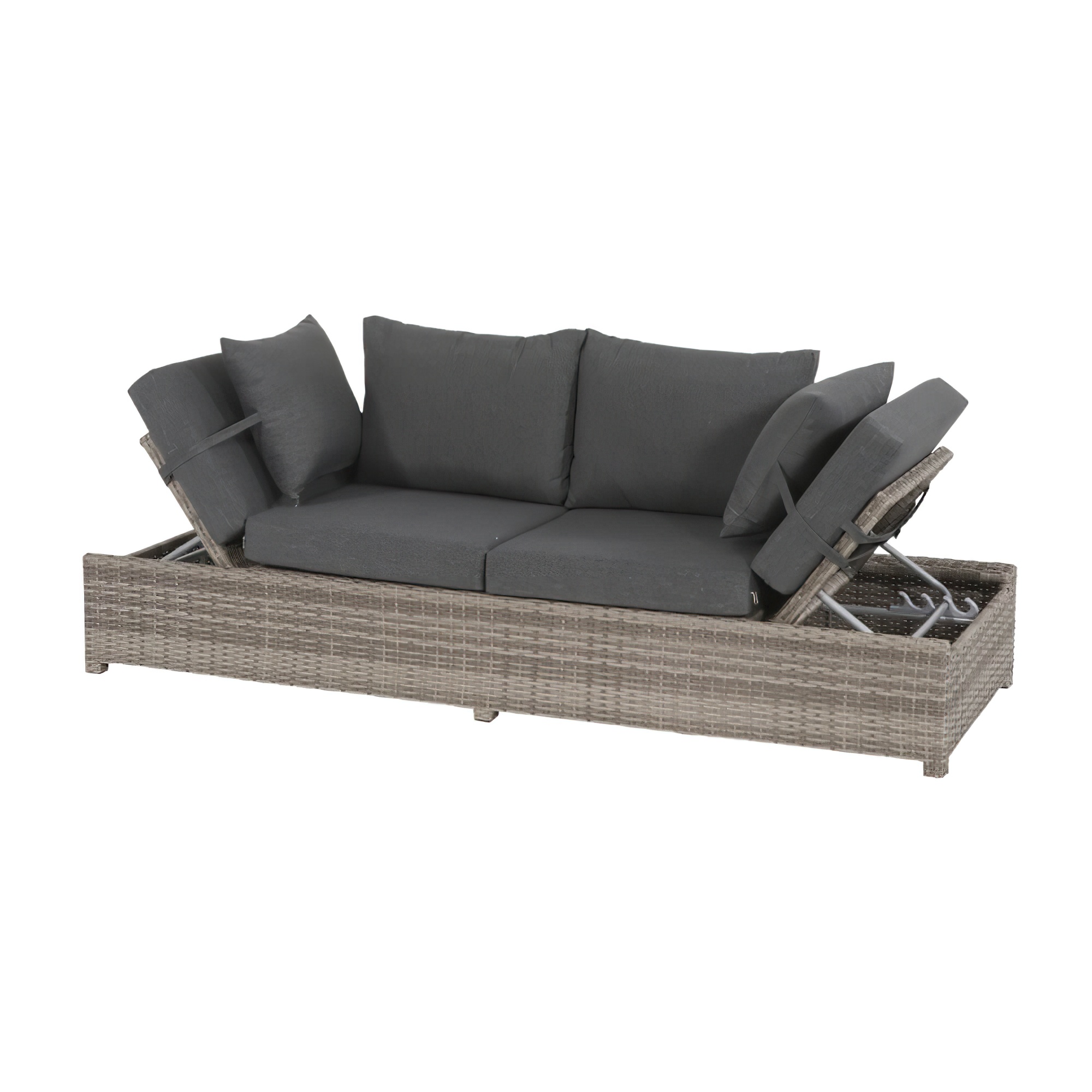 Canapé de jardin avec têtières réglables - Canapé-lit Louis / Gris