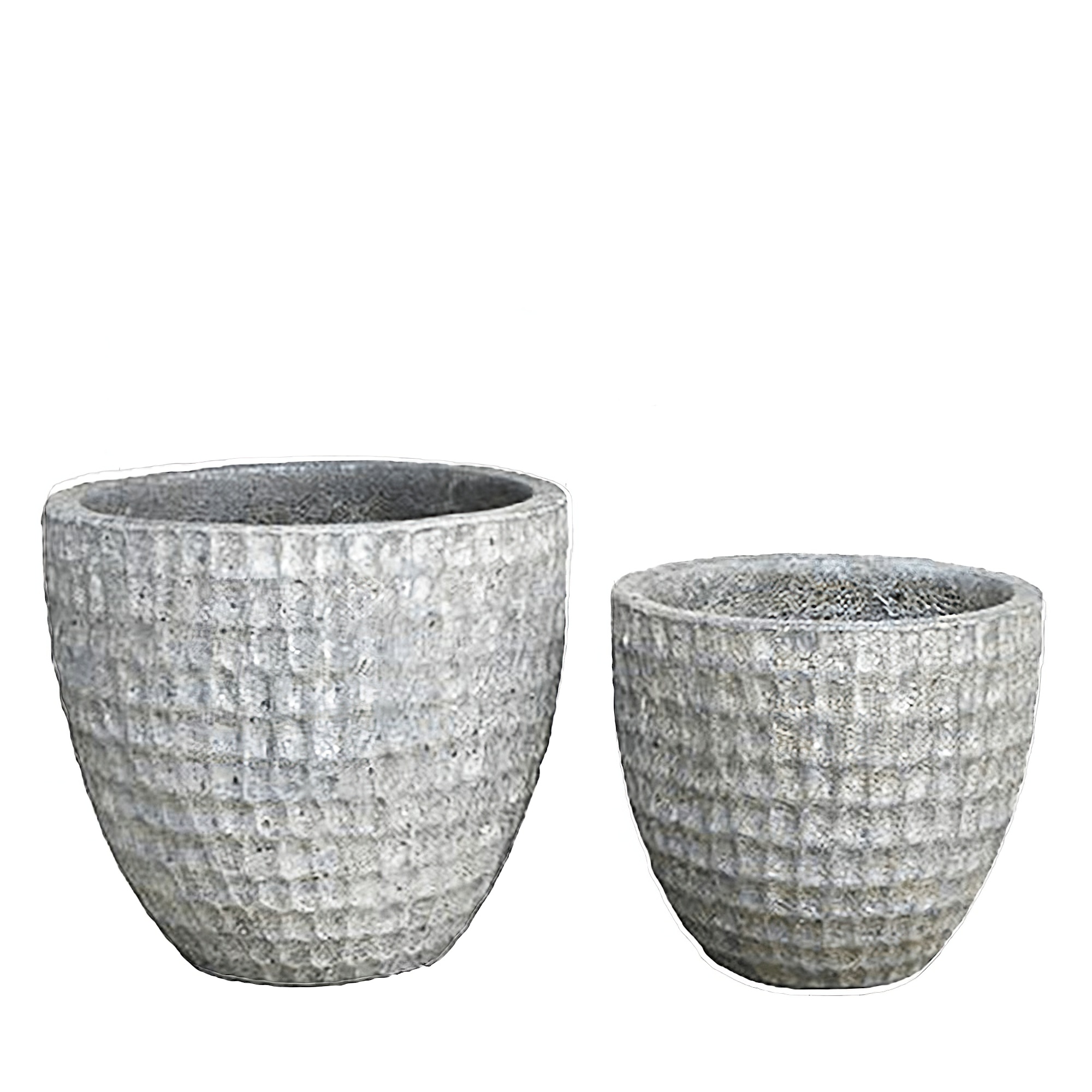Set de 2 pots en céramique - Rond - Blanc - Chara