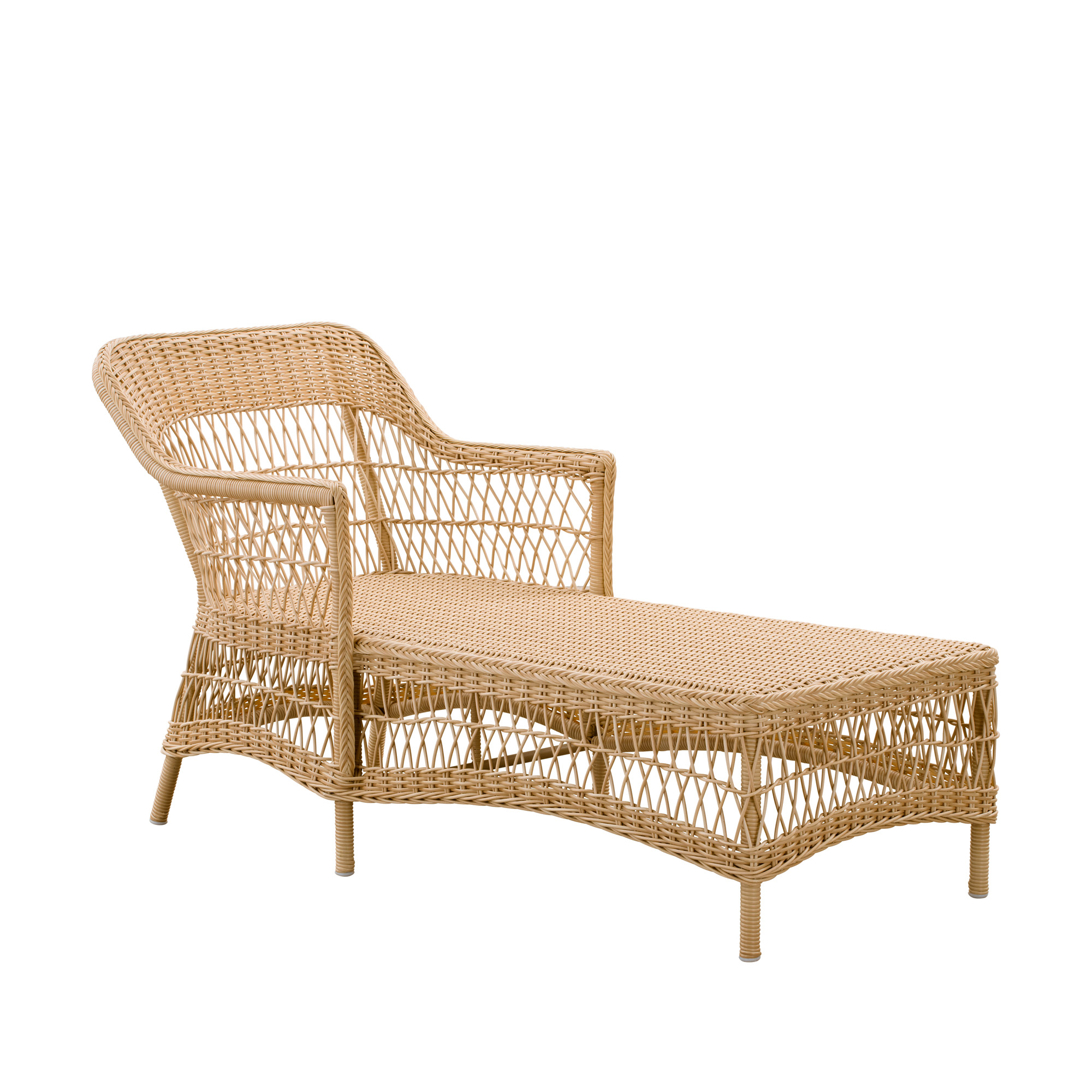 Chaise longue marron clair pour le jardin en aspect rotin - Chaise longue Liam / avec coussin d'assise