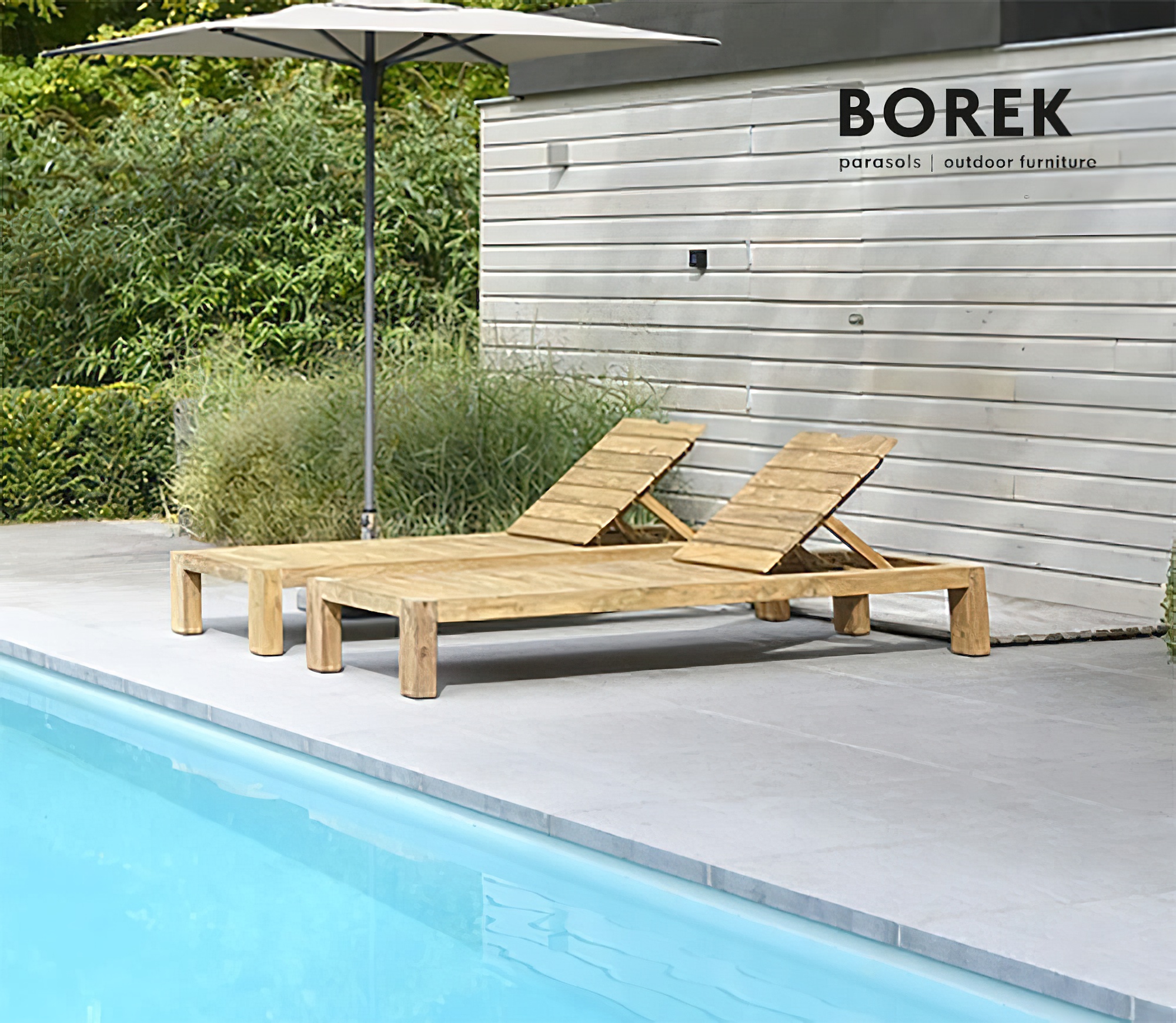 Bain de soleil en teck avec dossier inclinable - Bain de soleil Cadiz