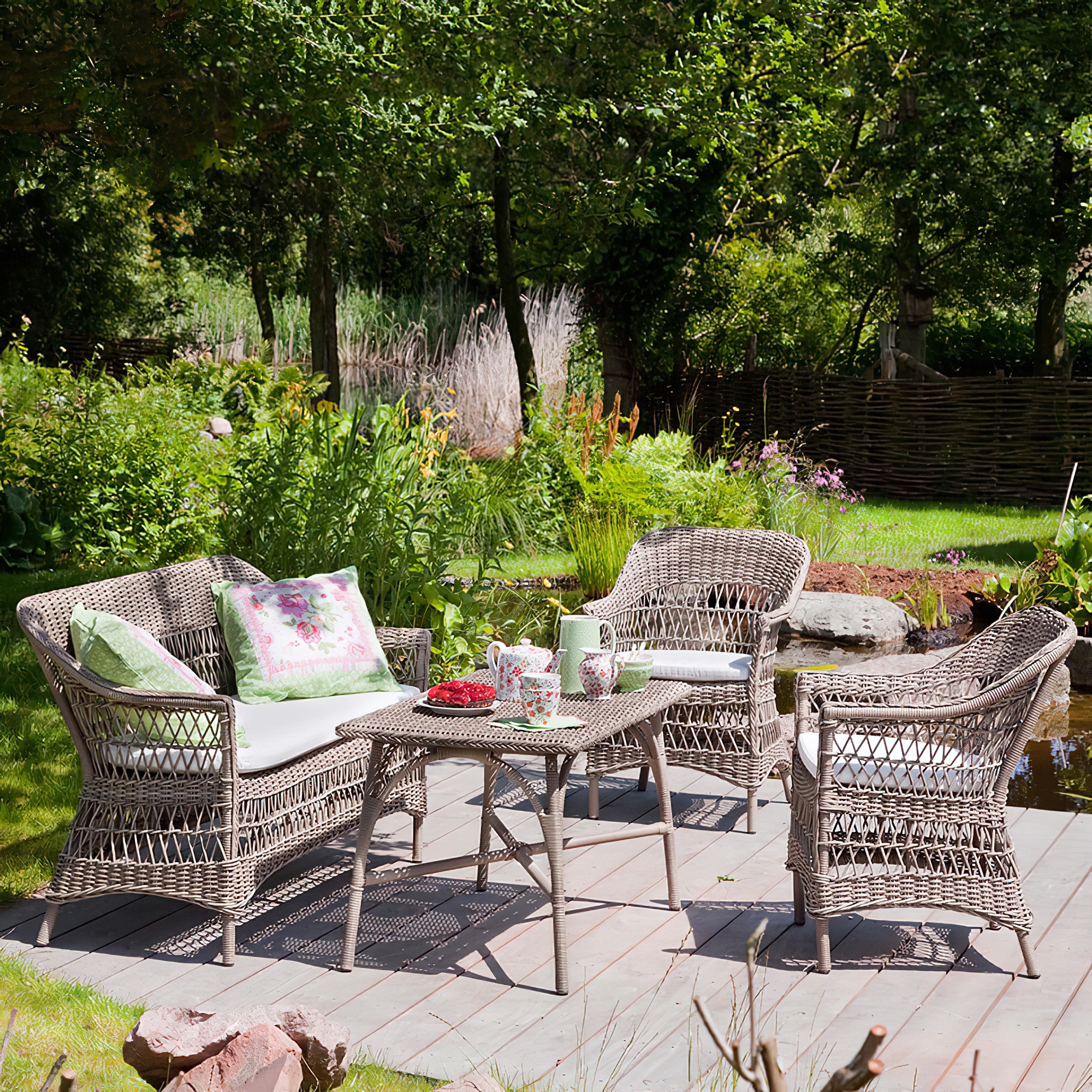 Canapé 2 places élégant pour le jardin en gris antique - 2-Sitzer Hedda / Black