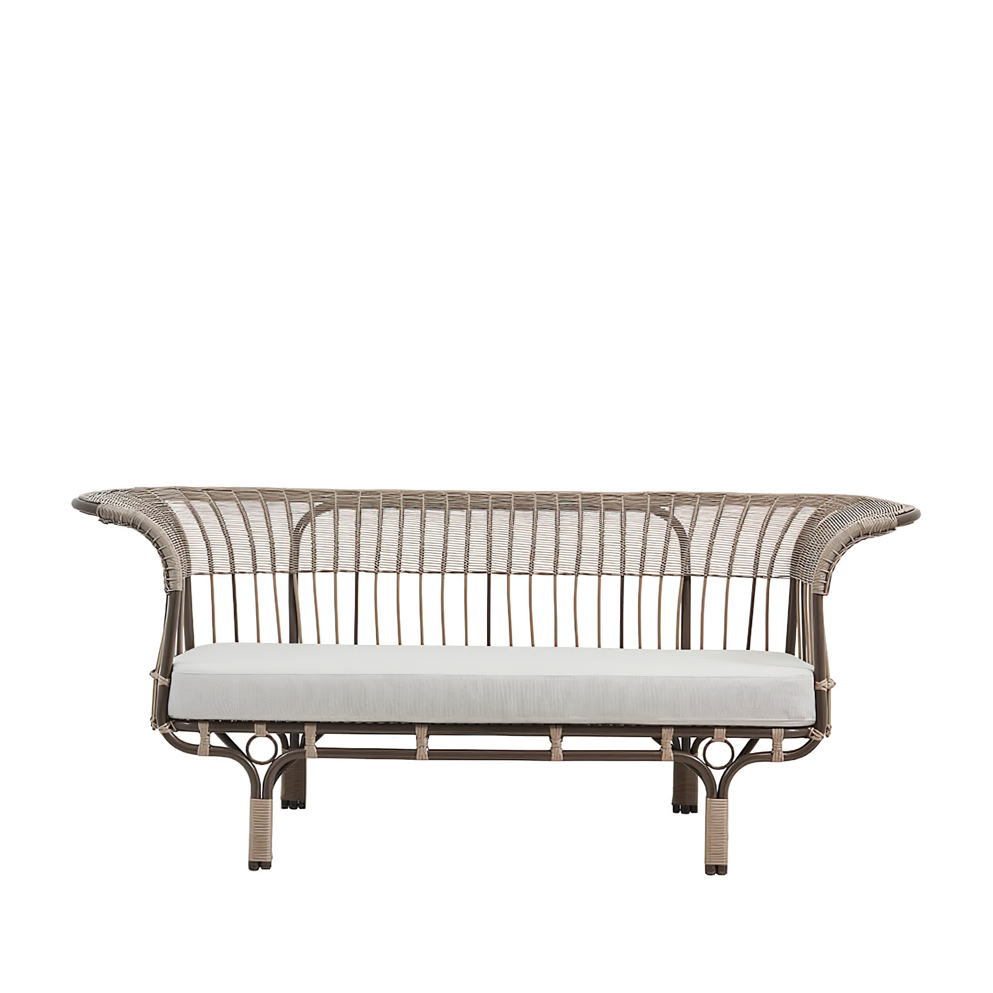 Canapé de jardin en rotin aluminium couleur moka - Canapé de jardin Enna / Taupe