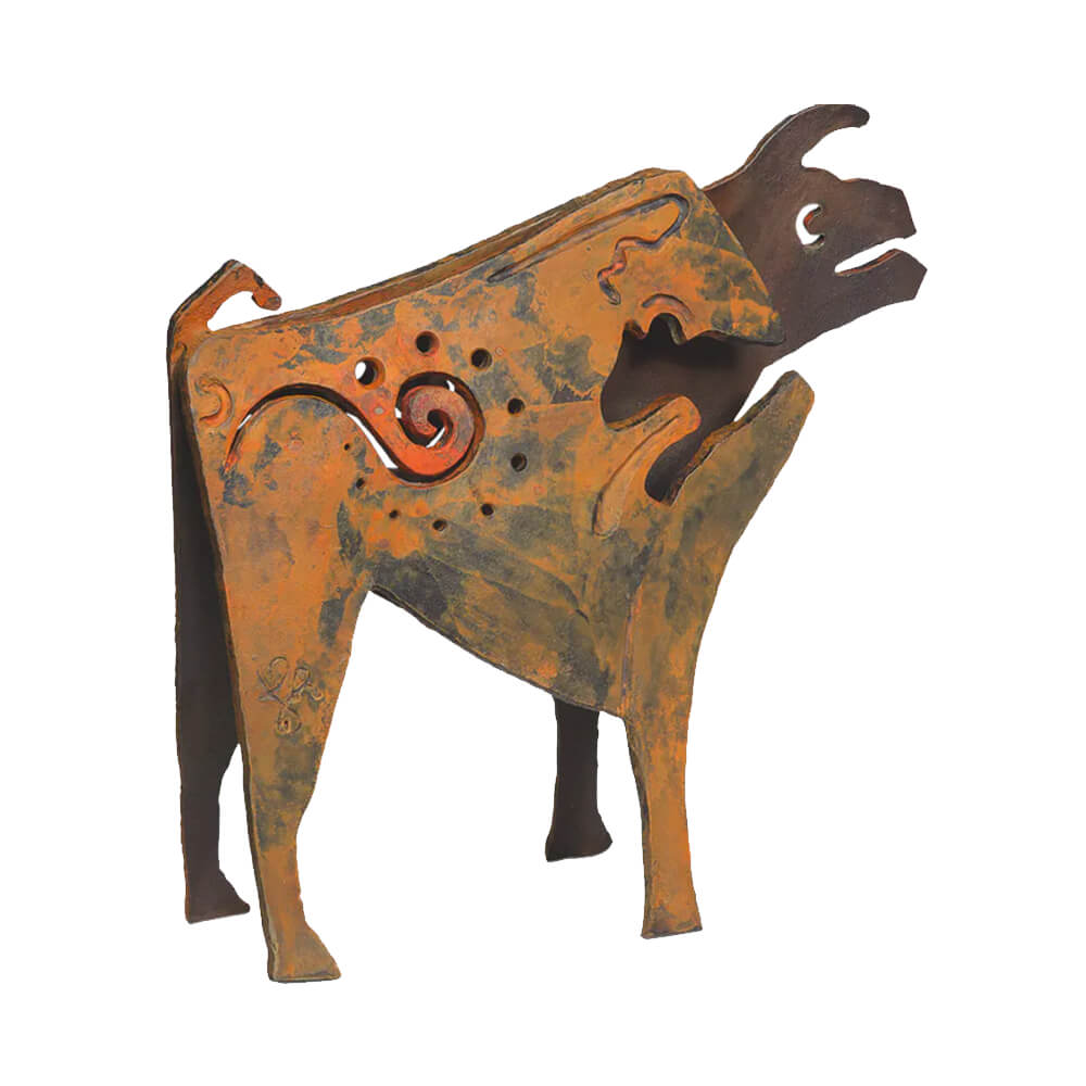 Figurine animale brune Taureau en bronze - art limité - Ur marron