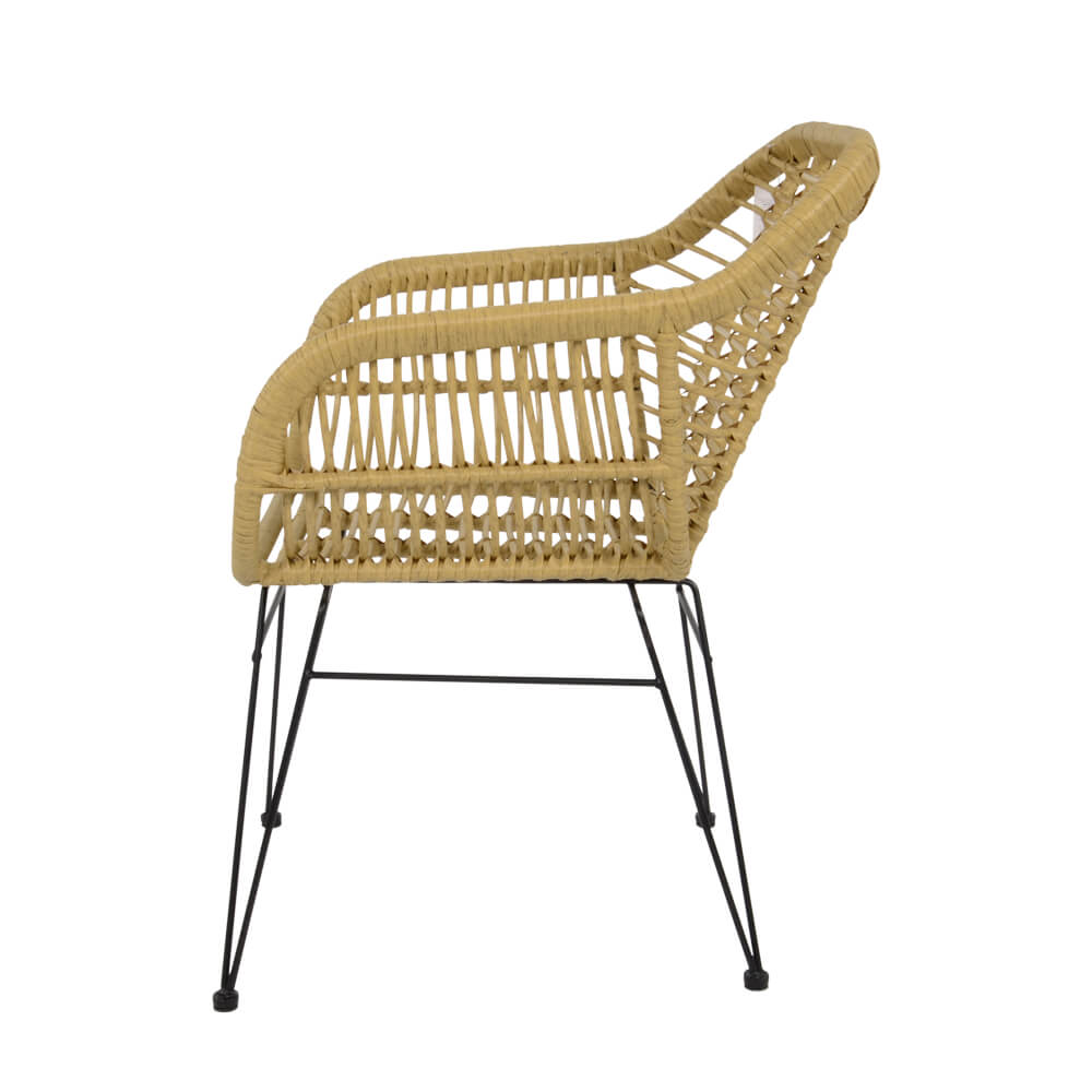 Set de 4 chaises de jardin en osier beige/noir - Chaise Amran / Noir