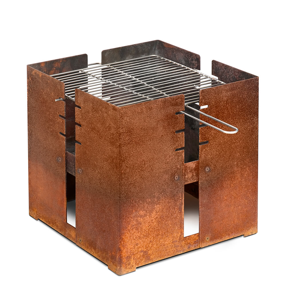 Corbeille à feu angulaire en acier avec grille - moderne - Pontos / seulement bac à feu