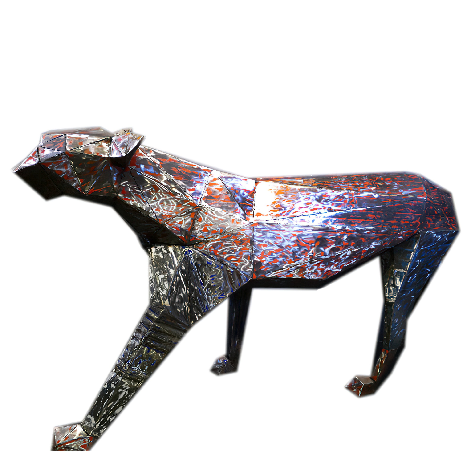 Panthère marchante figurine décorative en barils de pétrole recyclés - Kimon