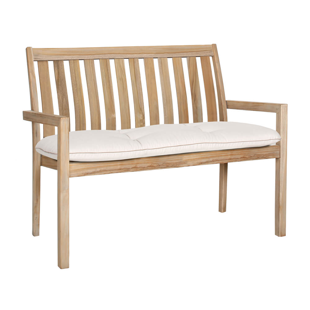 Banc de jardin 3 places en teck avec coussin - coussin Brun + banc / Beige