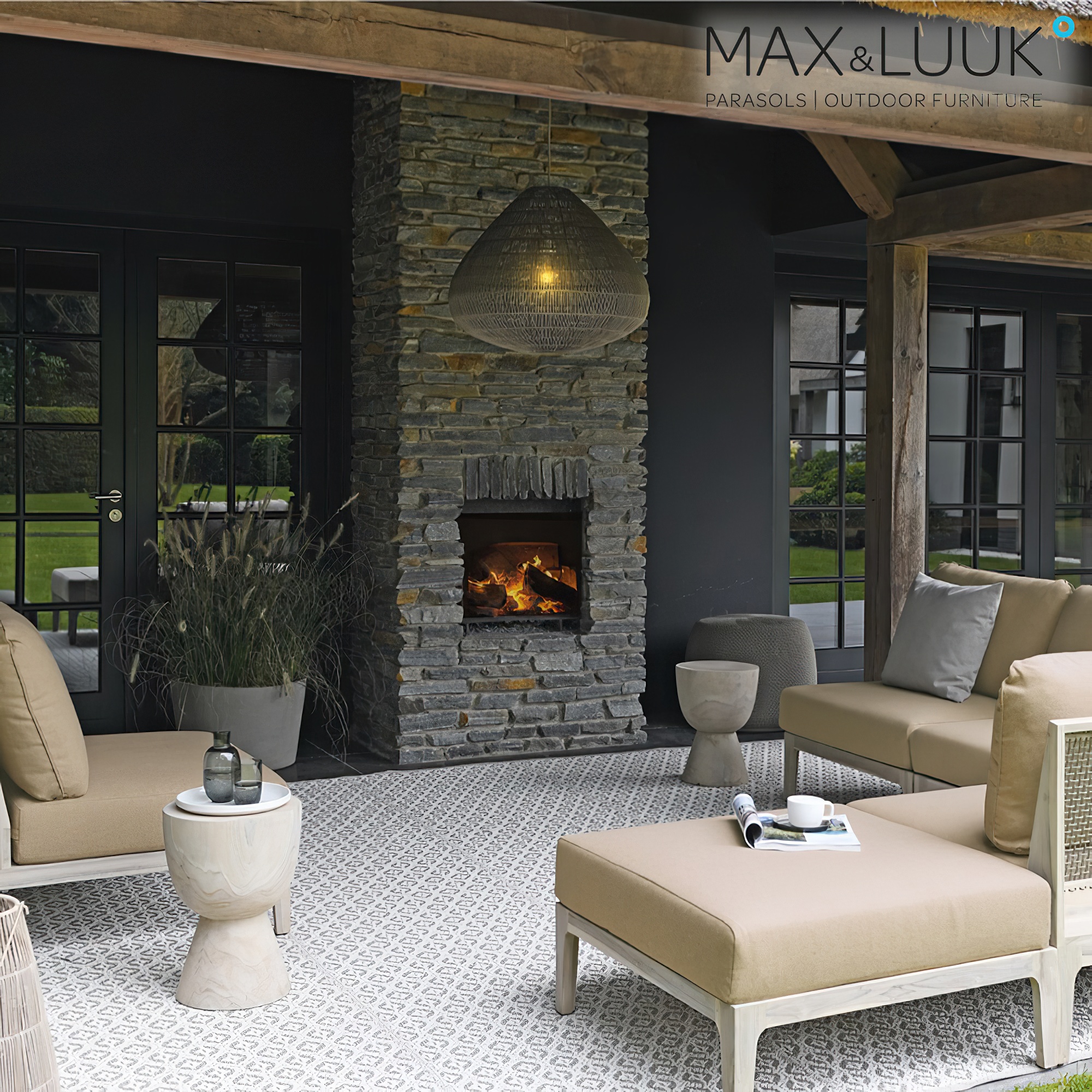 Lanterne suspendue pour le jardin de Max & Luuk - Aluminium et Outdoor Tressage - Lampe Wes / 56x70cm (HxDm)