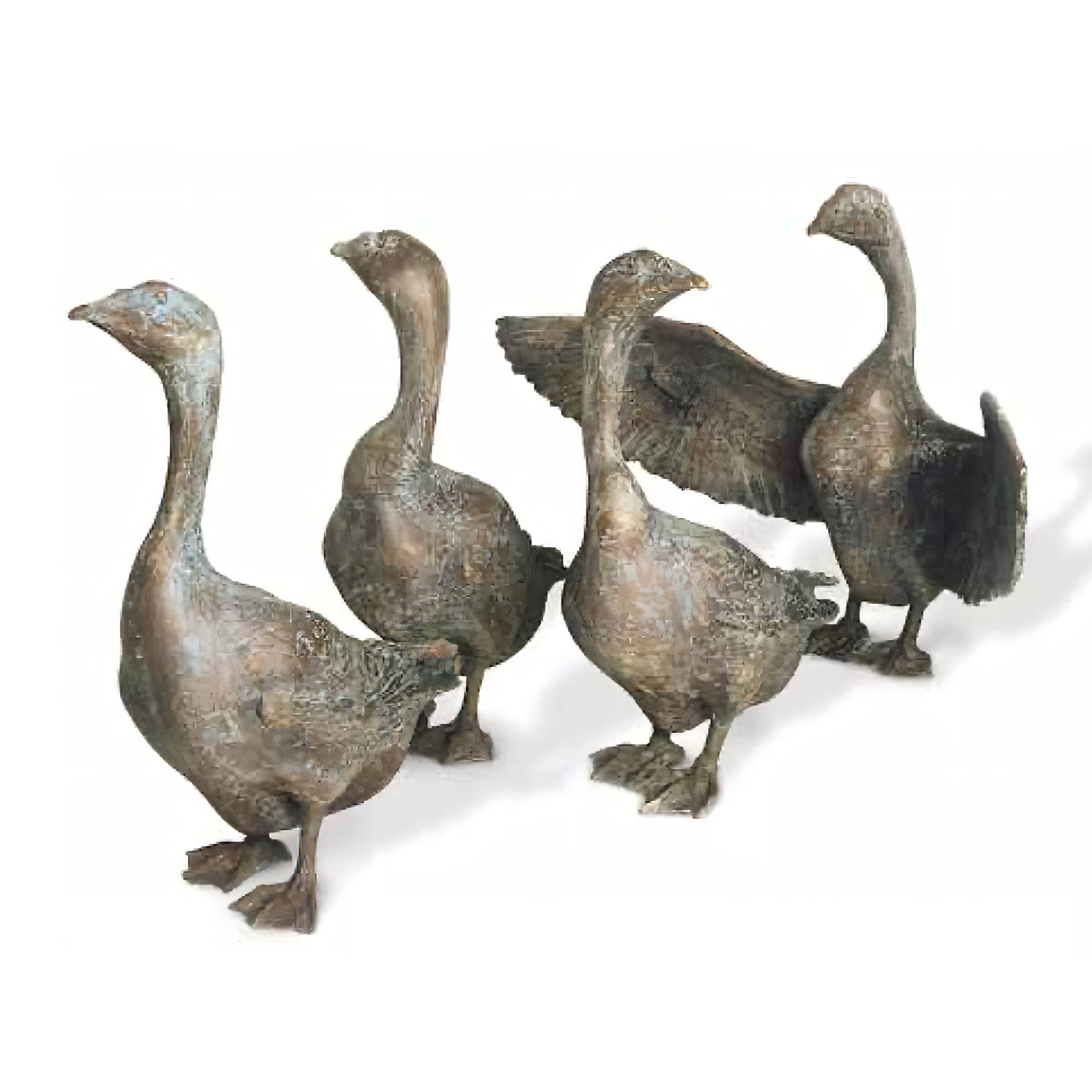 Artisanat limité - Figurine d'oie en bronze - Oie regardant vers l'avant