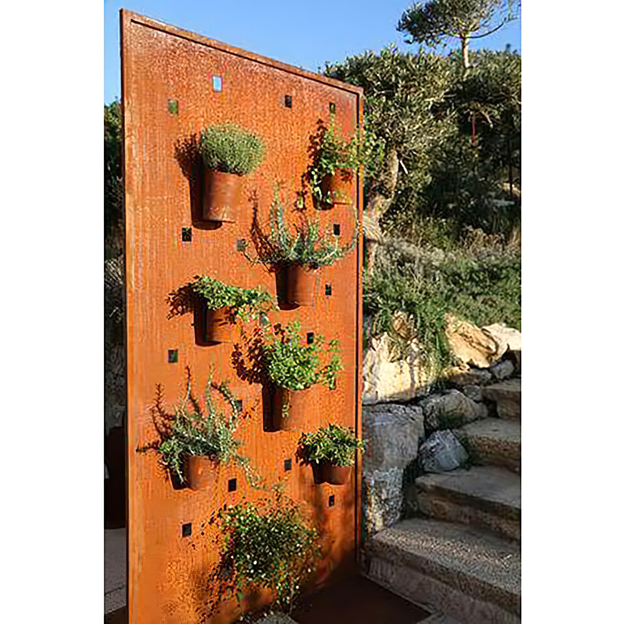 Paravent en métal élégant, aspect rouille - Sicilia / avec barreaux