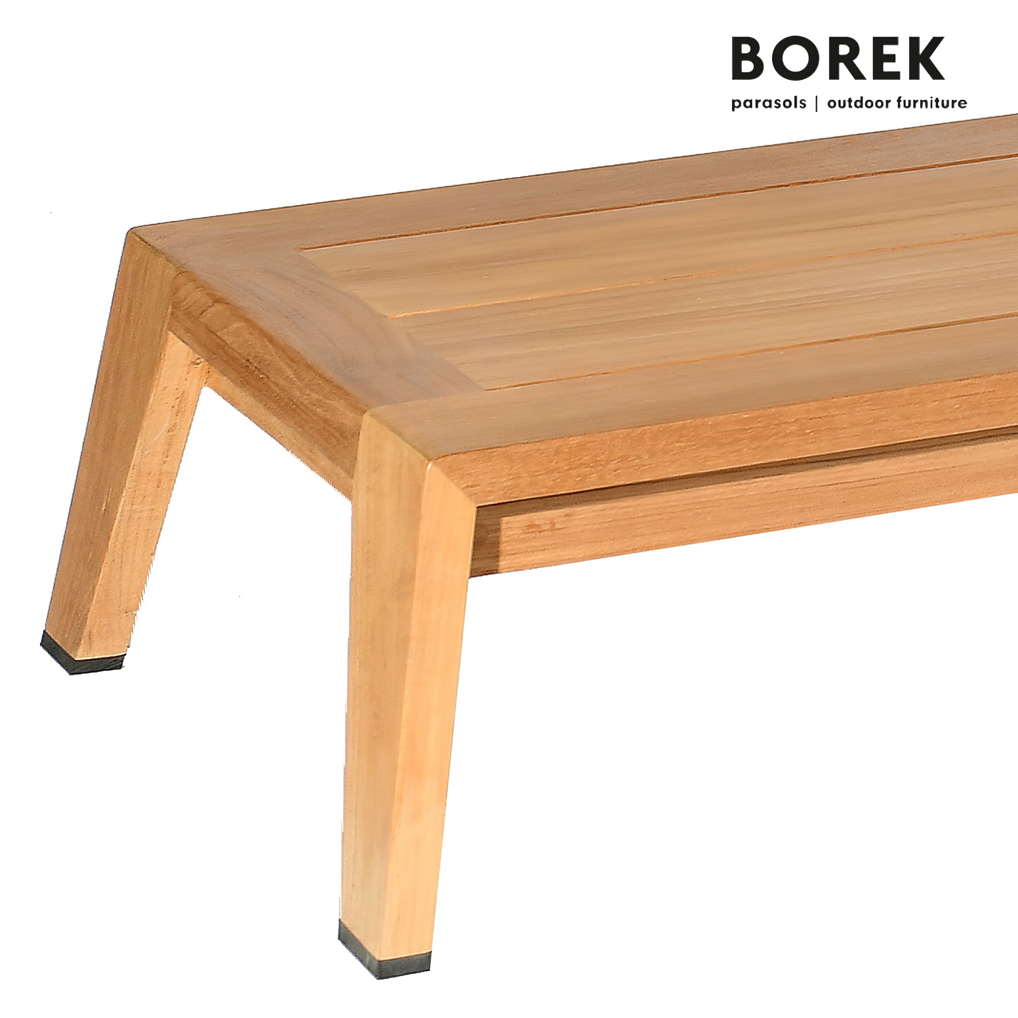 Longue table de salon de jardin en teck de Borek - Table basse hybride