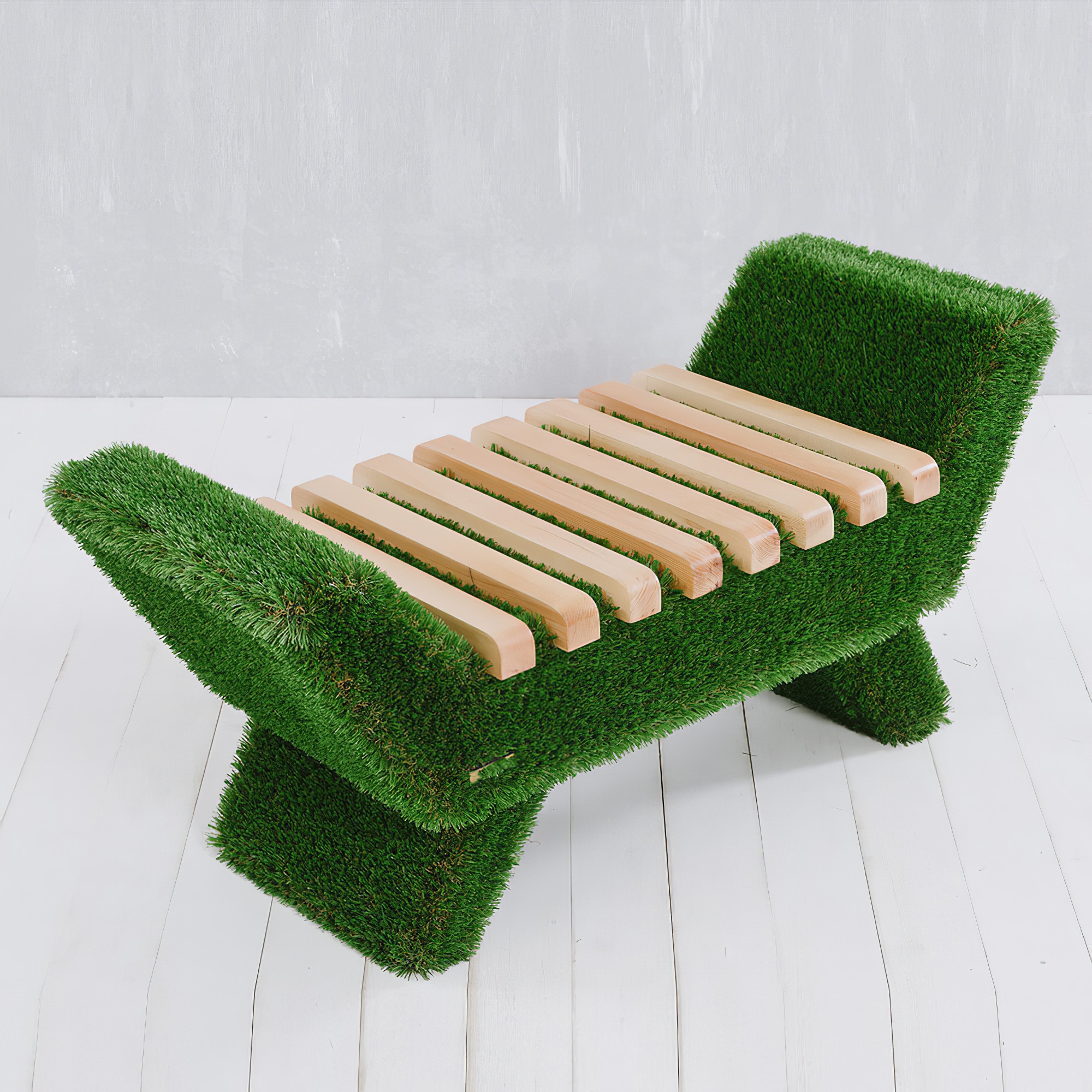 Petit banc de jardin - WPC, PRV & gazon synthétique - Topiaire - Fenke / WPC foncé
