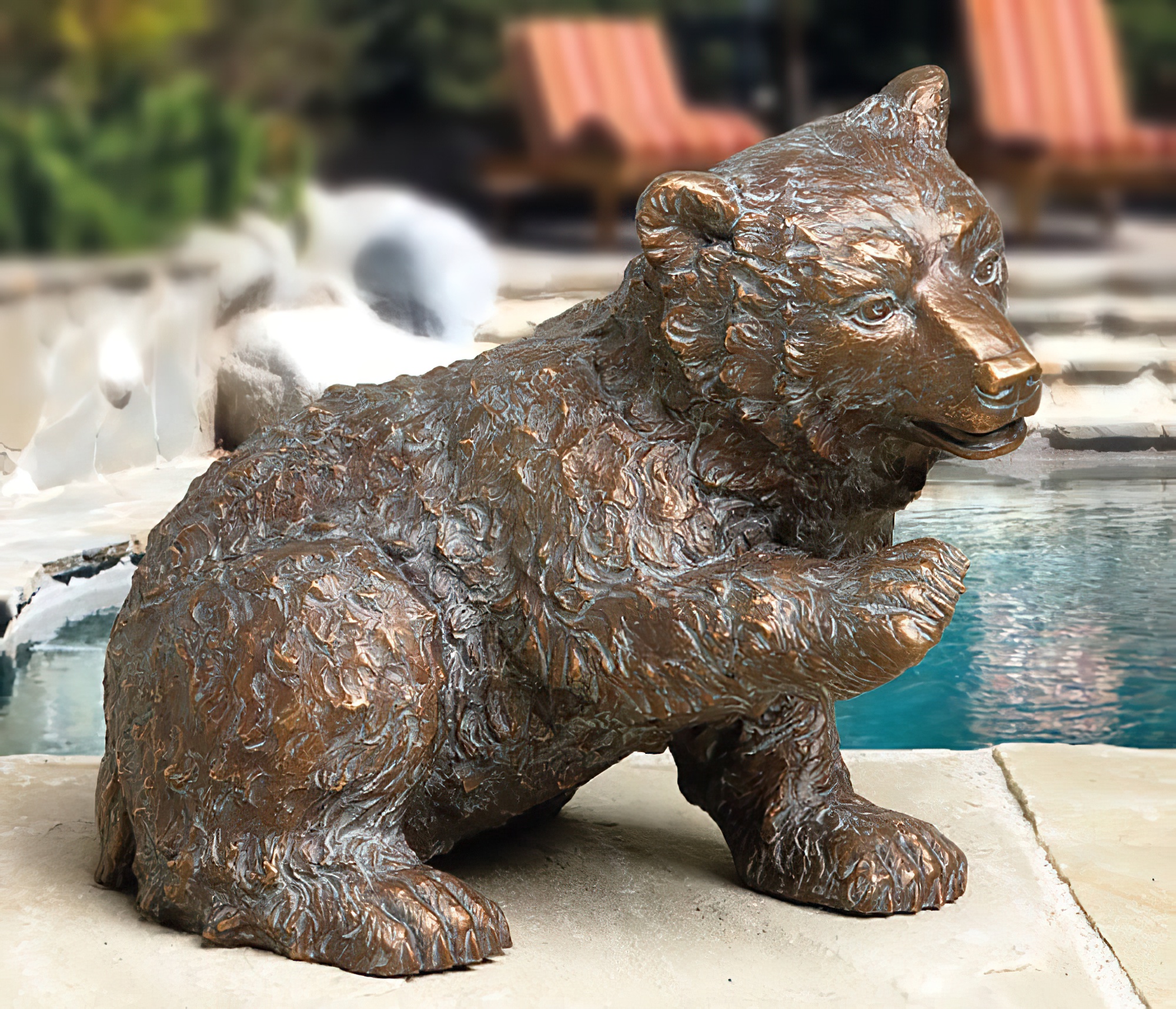 Figurine d'animal en bronze Ourson patiné - Ourson jeune