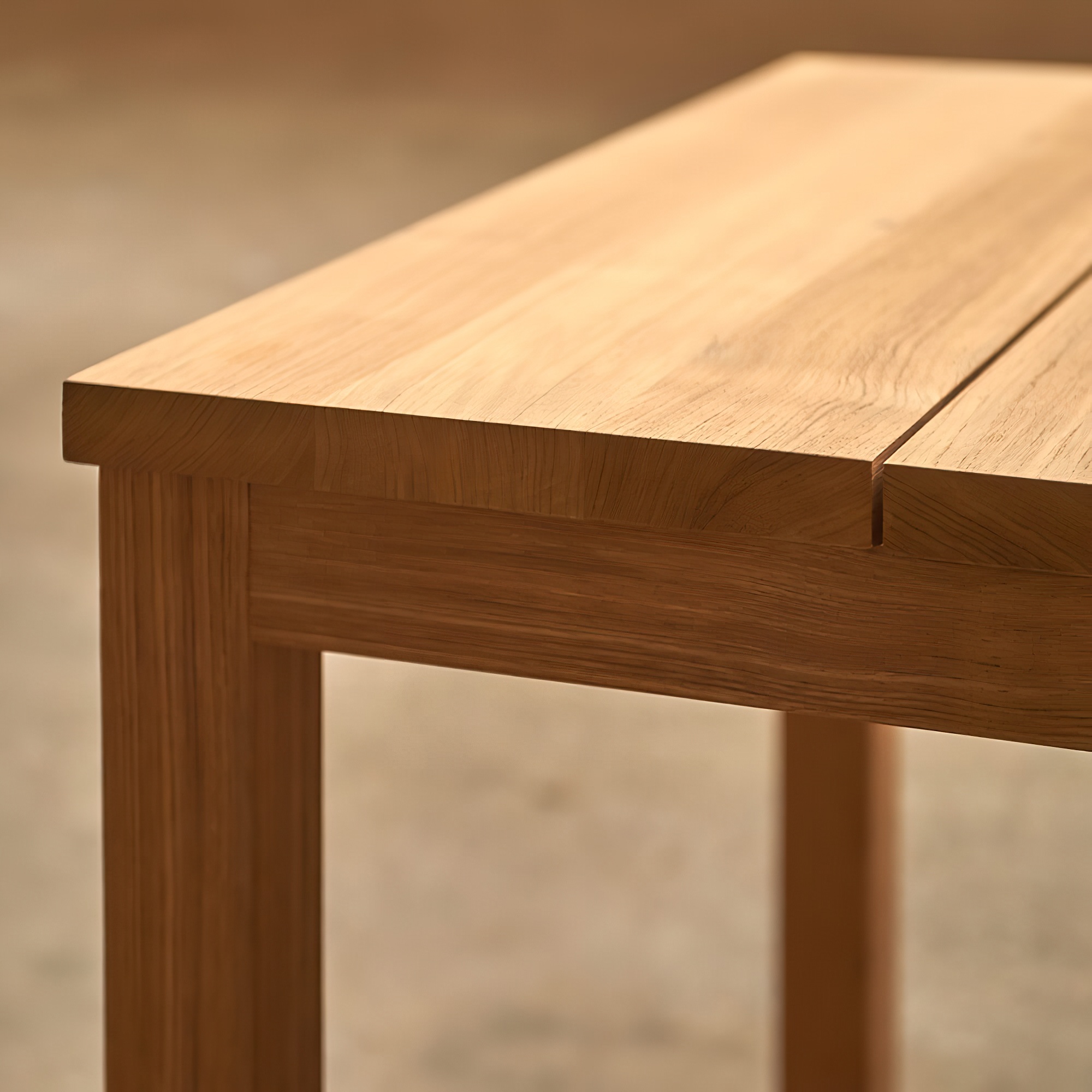Table en bois stable d'extérieur en teck - carrée - Alice table de jardin / 75x213x91cm