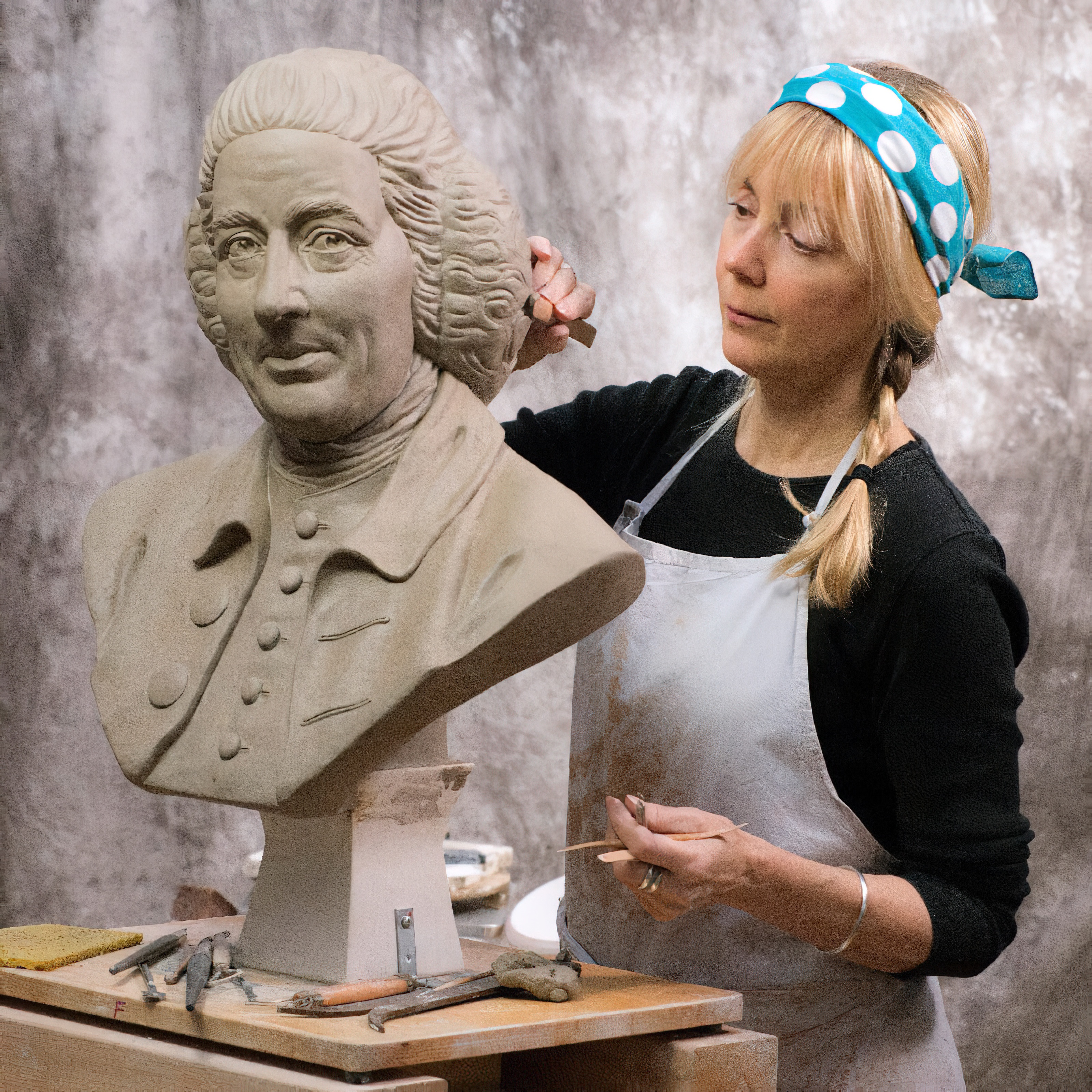 Buste en pierre Lancelot 'Capability' Brown - Lancelot Brown / Portland blanc
